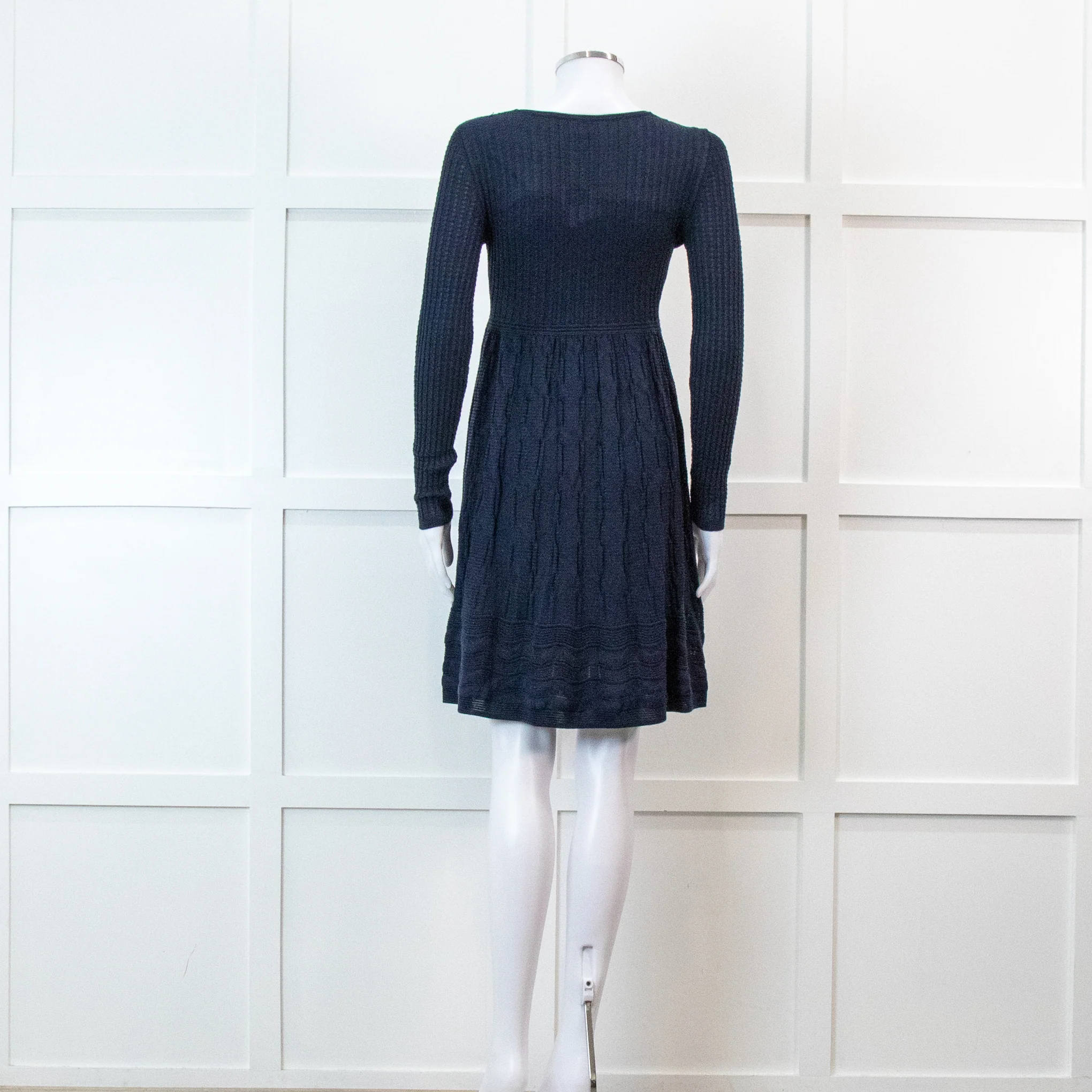 Missoni Blue Long Sleeve Knit V Neck Mini Dress - Image 5