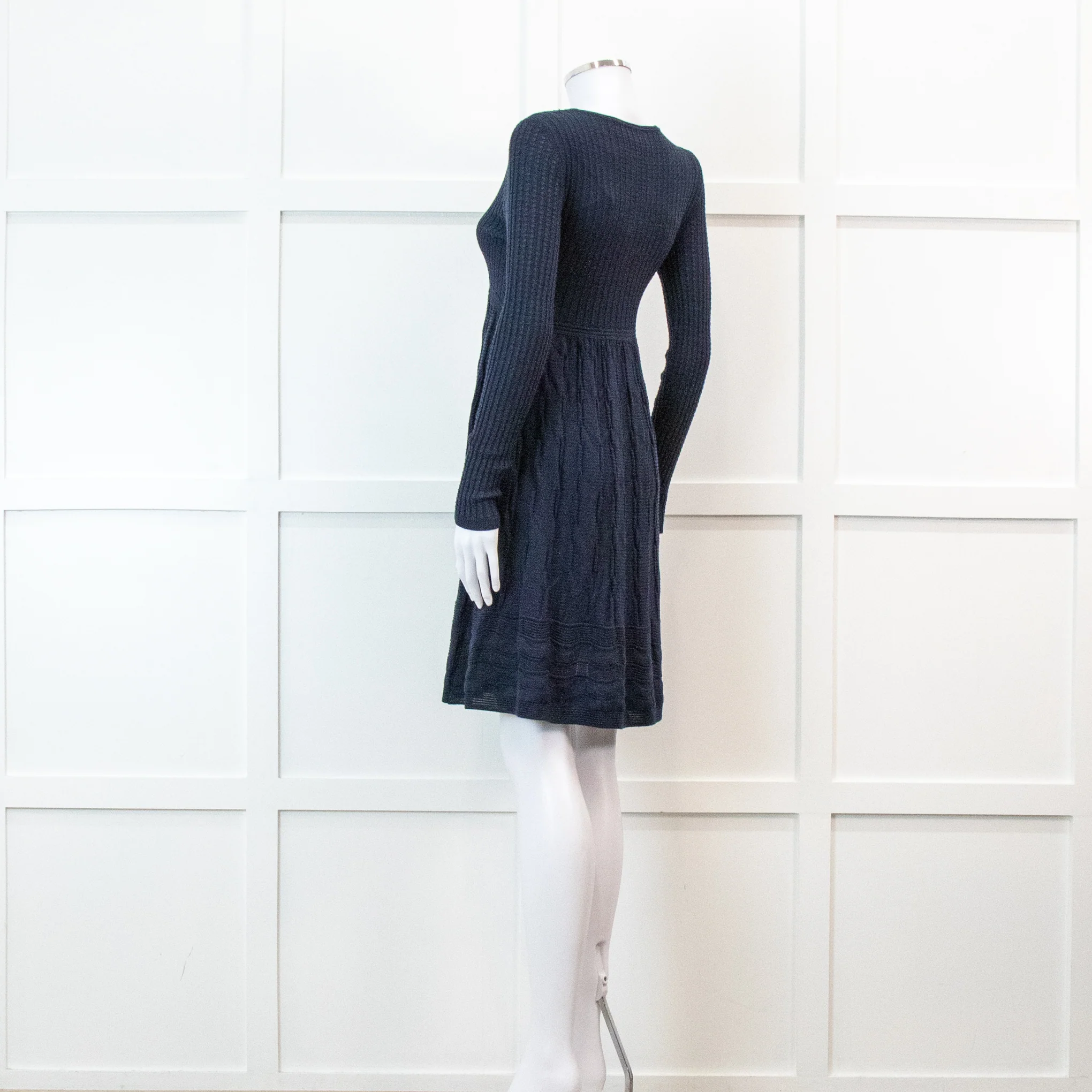 Missoni Blue Long Sleeve Knit V Neck Mini Dress - Image 6