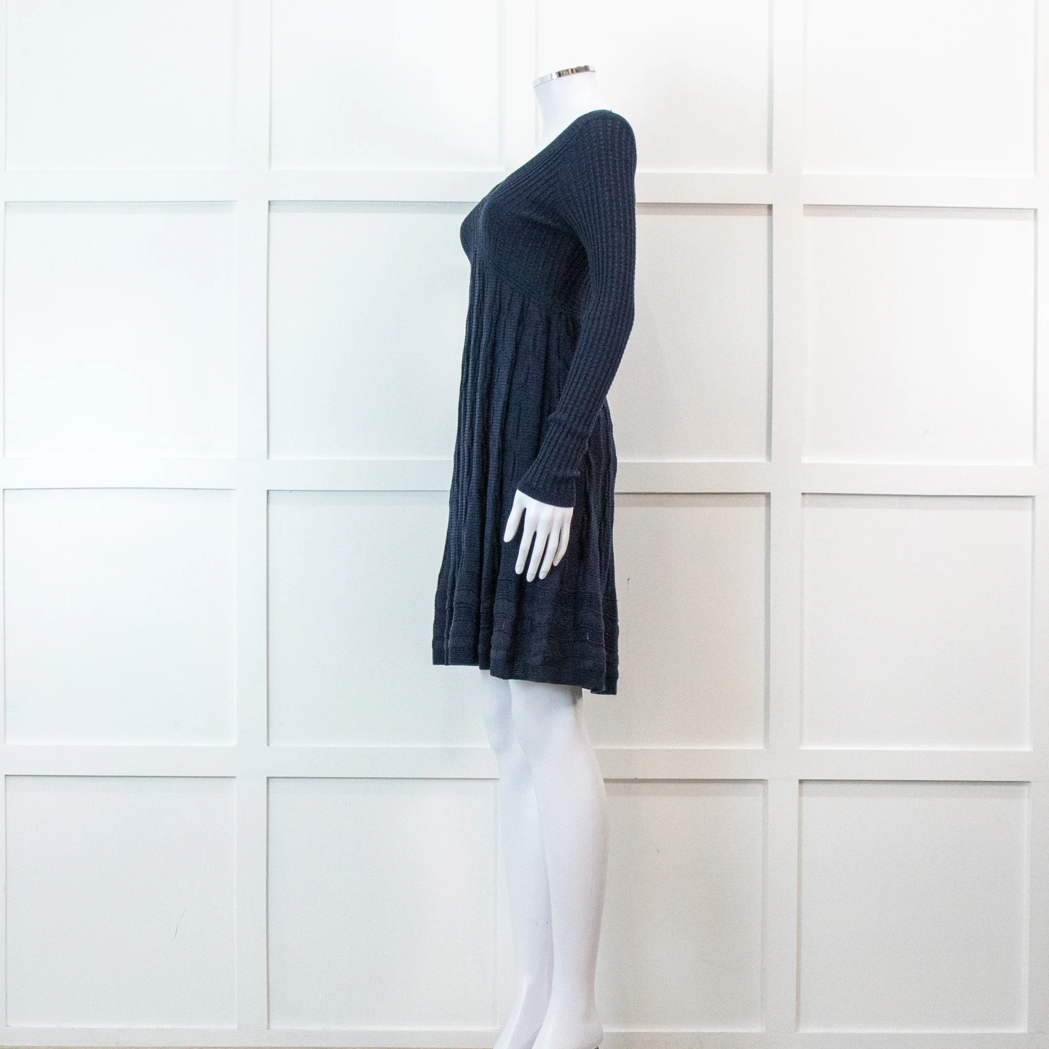 Missoni Blue Long Sleeve Knit V Neck Mini Dress - Image 7