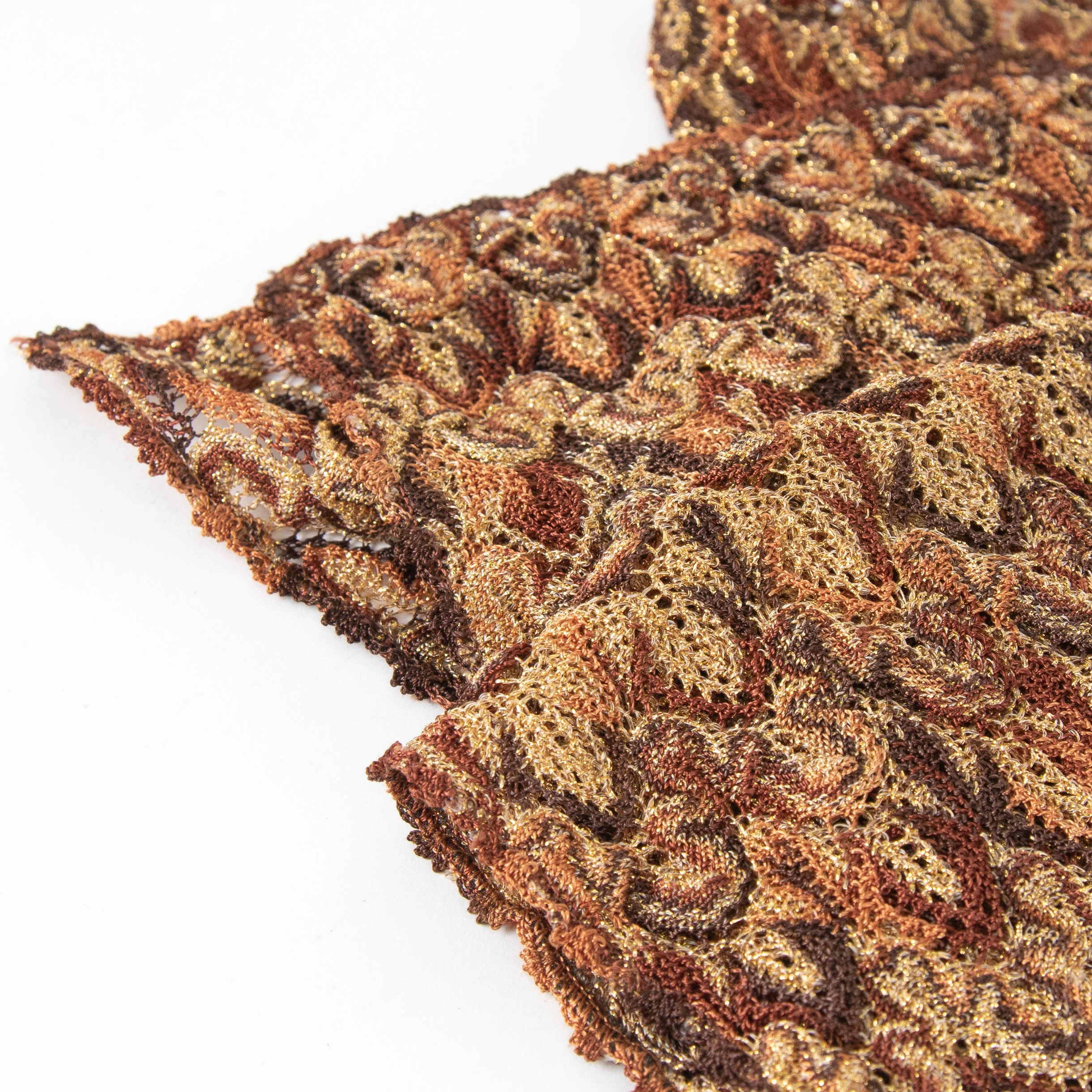 Missoni Gold Bronze Lurex Crochet Scarf - Image 3