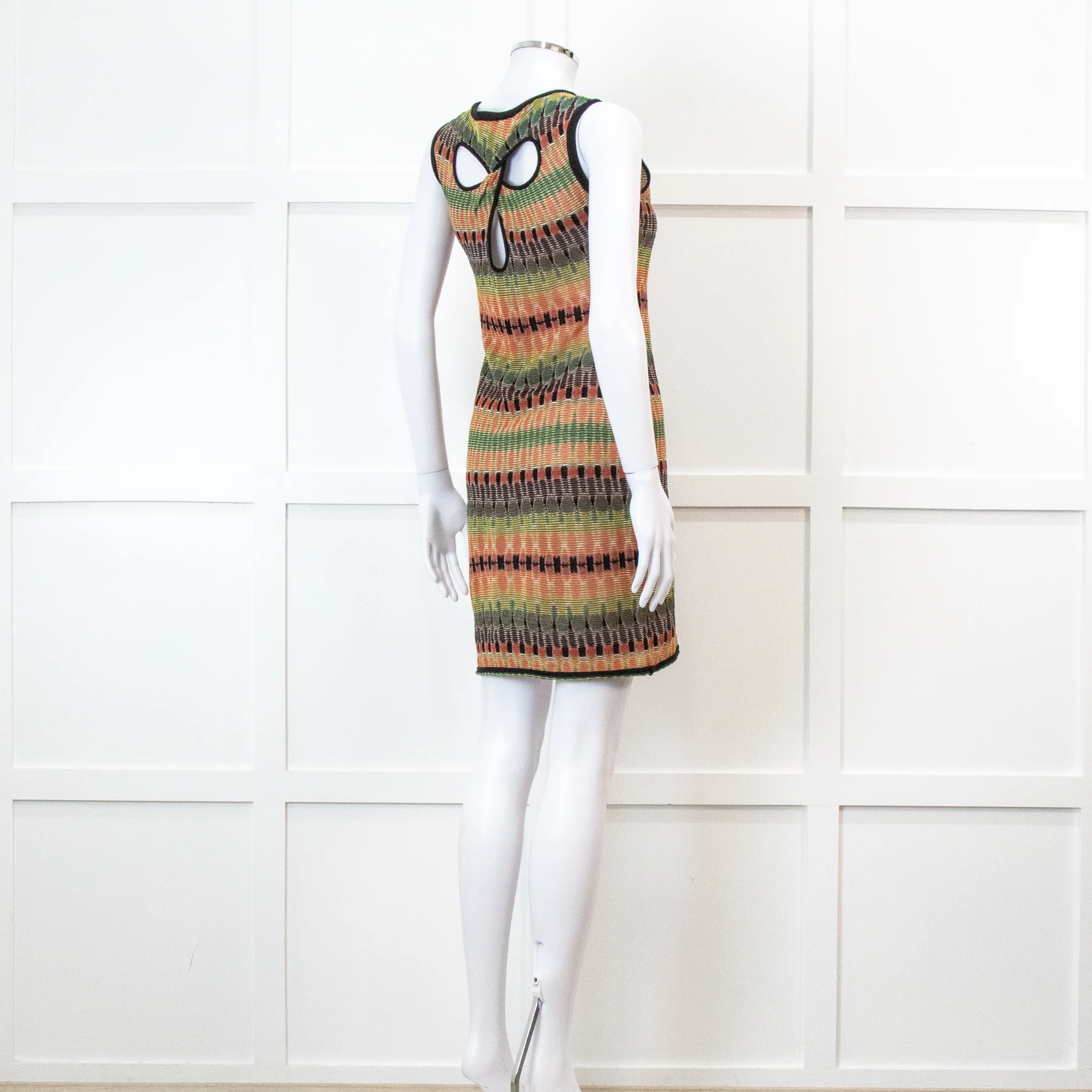 Missoni Green And Orange Knit Cut Away Mini Dress - Image 4