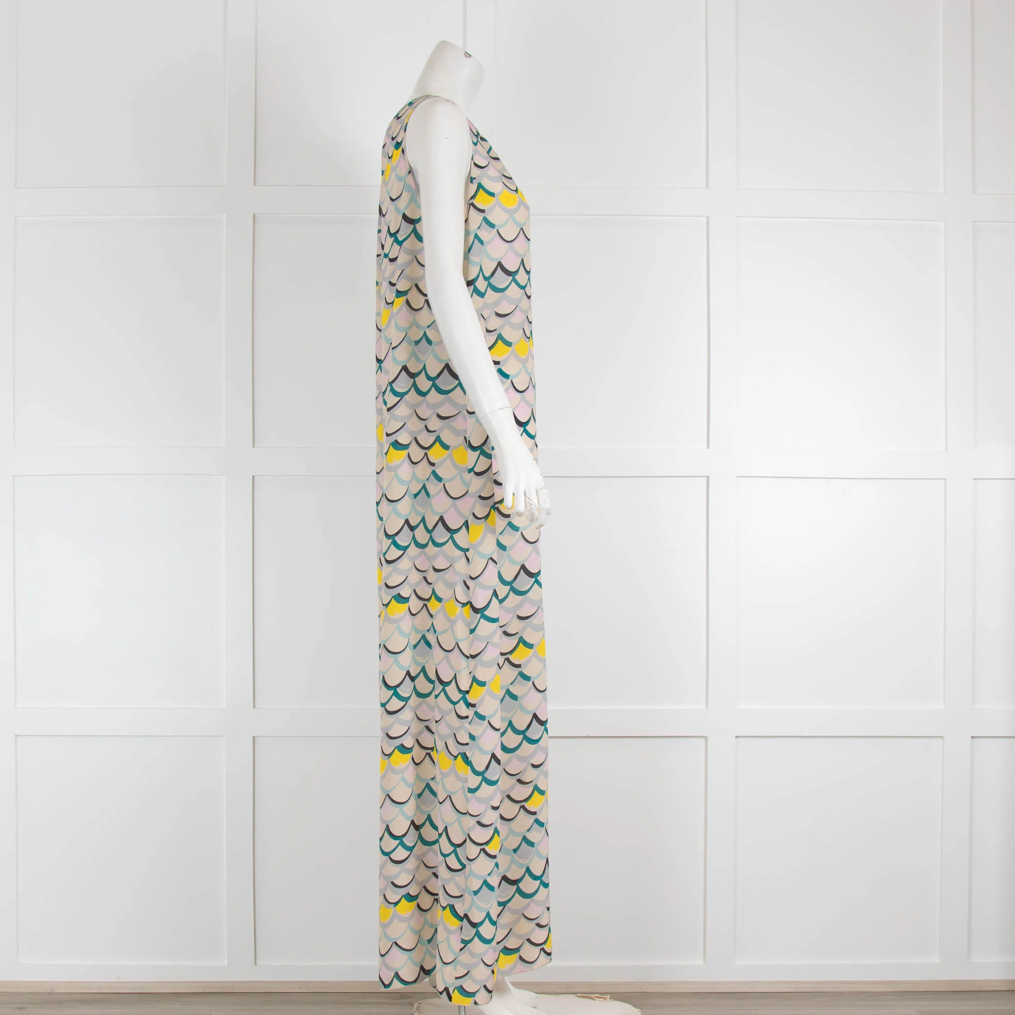 Missoni Grey Green Yellow Geometric Print Sleeveless Dress - Image 2