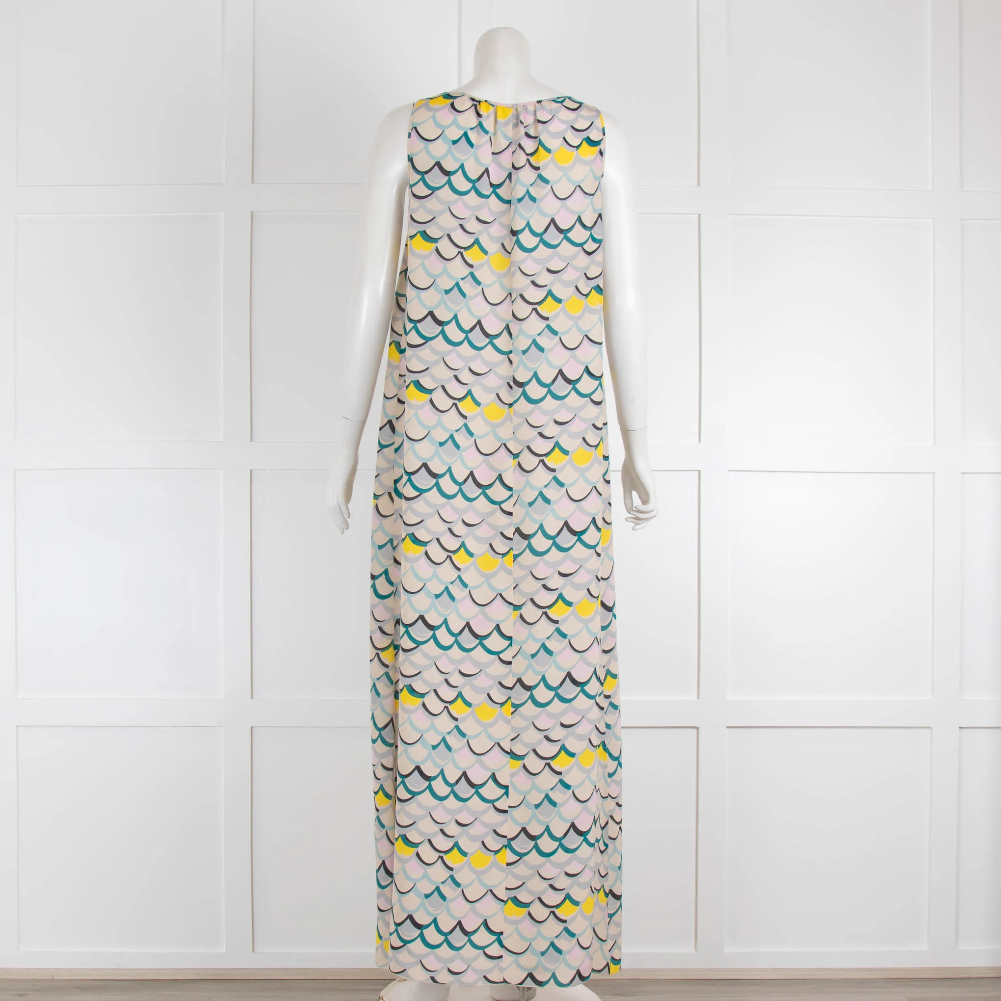 Missoni Grey Green Yellow Geometric Print Sleeveless Dress - Image 3