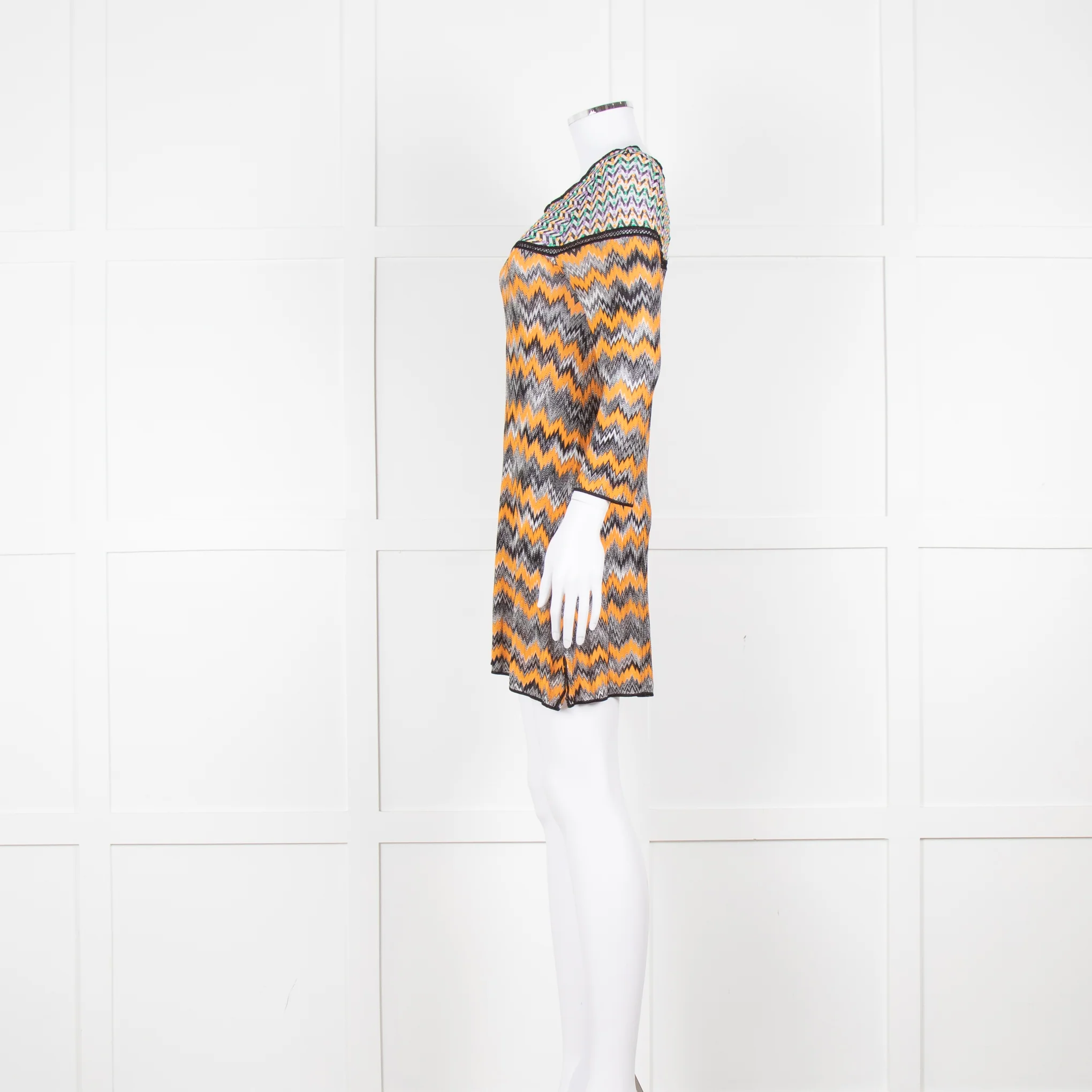 Missoni Orange Black Green Zig Zag Knitted Mini Dress - Image 7