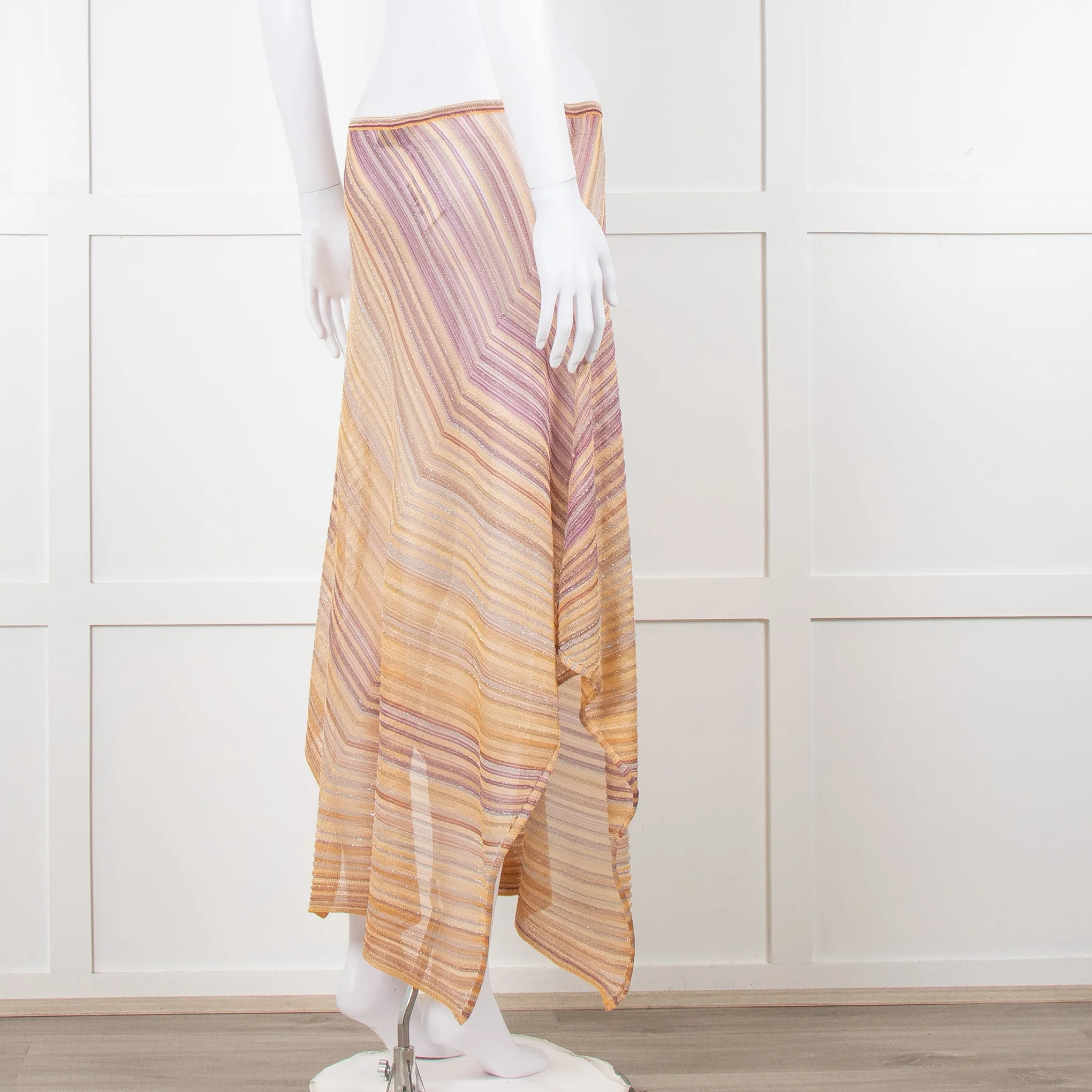 Missoni Orange Toned Sparkle Stretch Midi Skirt - Image 3