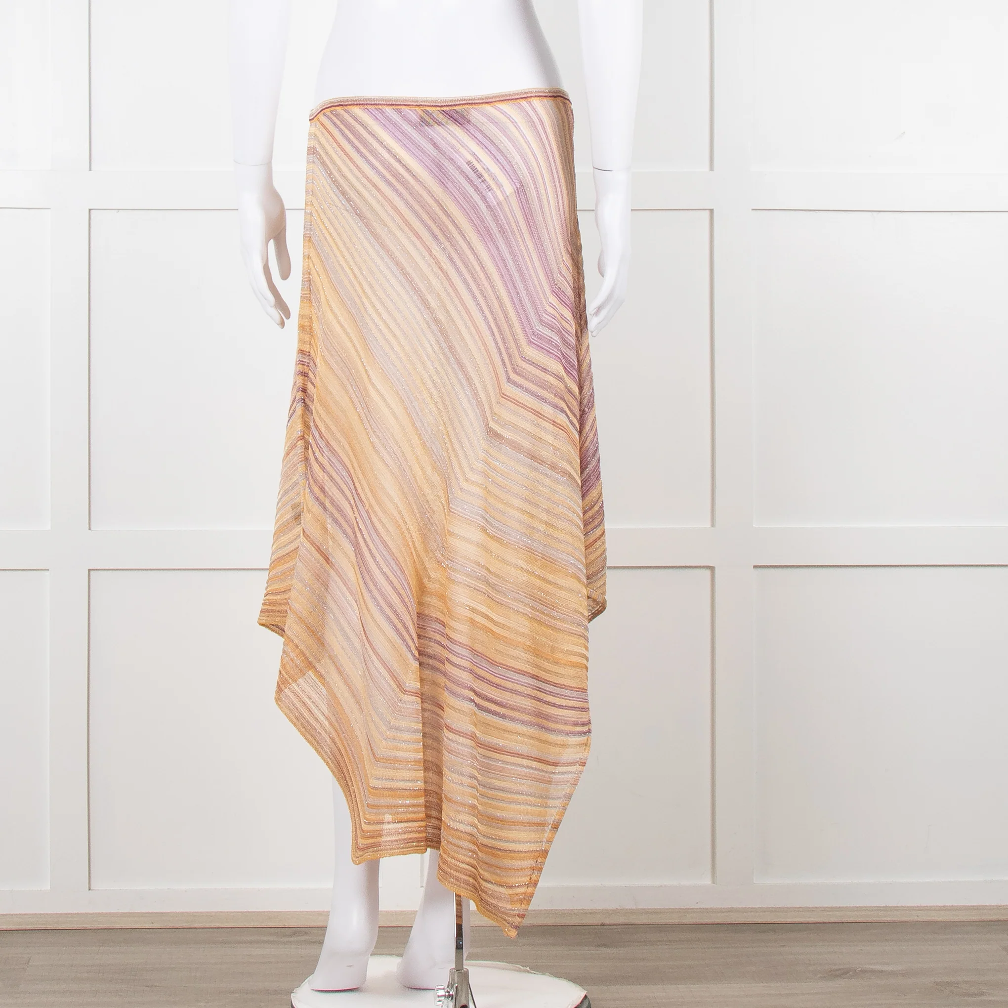 Missoni Orange Toned Sparkle Stretch Midi Skirt - Image 4