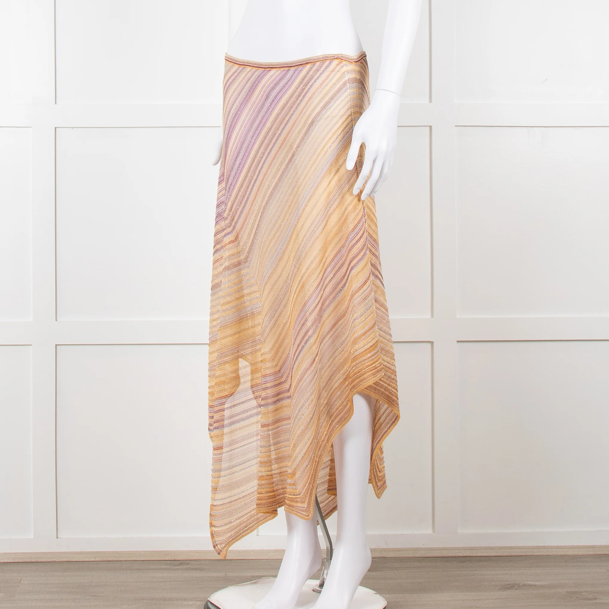 Missoni Orange Toned Sparkle Stretch Midi Skirt - Image 6
