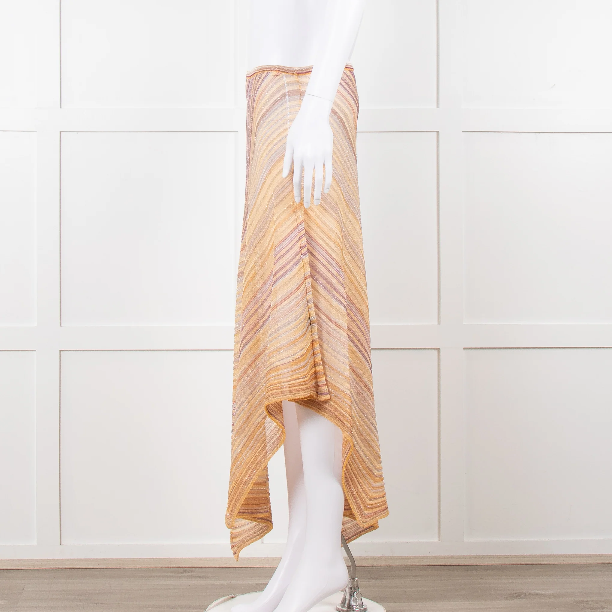 Missoni Orange Toned Sparkle Stretch Midi Skirt - Image 7