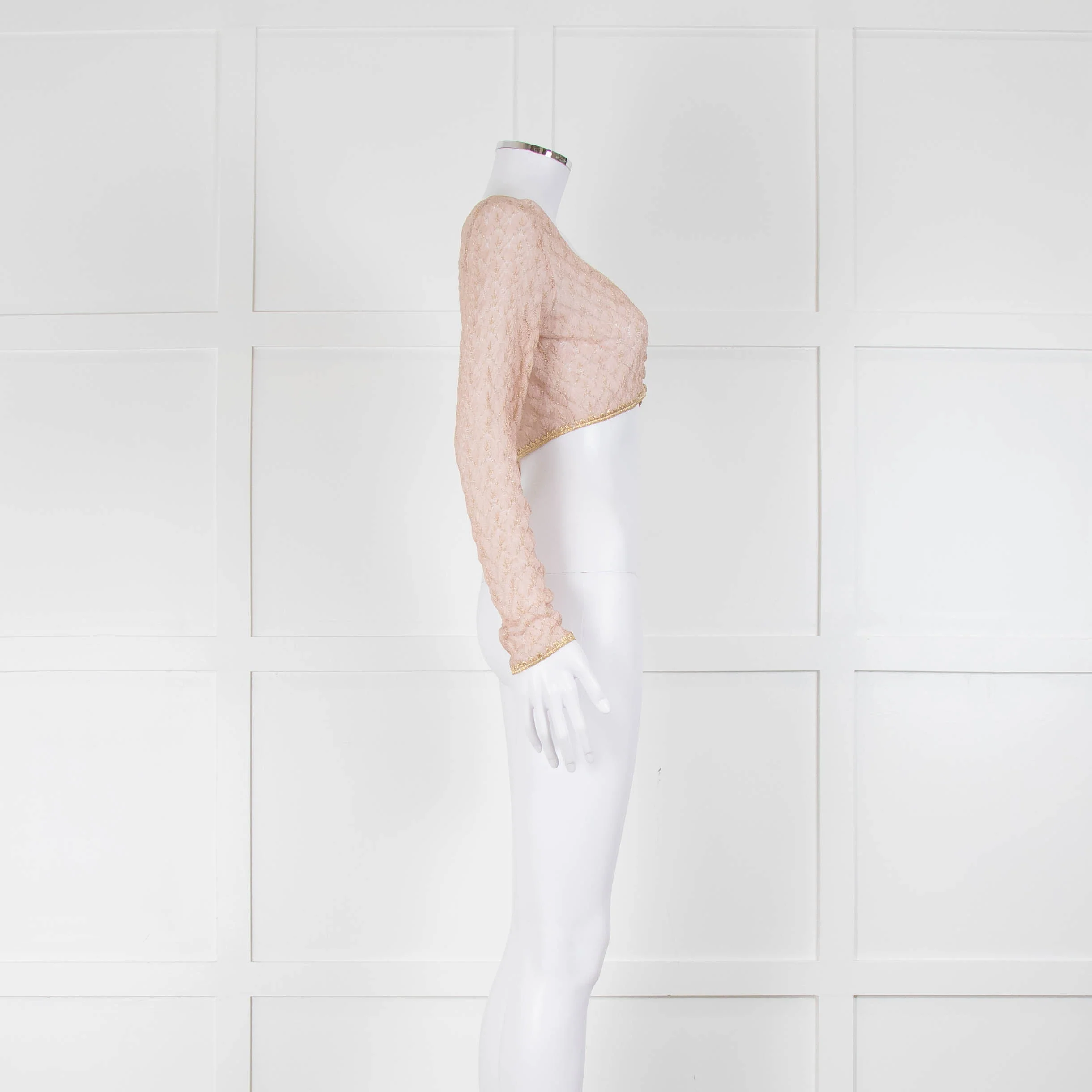 Missoni Pale Pink With Gold Knit Long Sleeve Top - Image 2