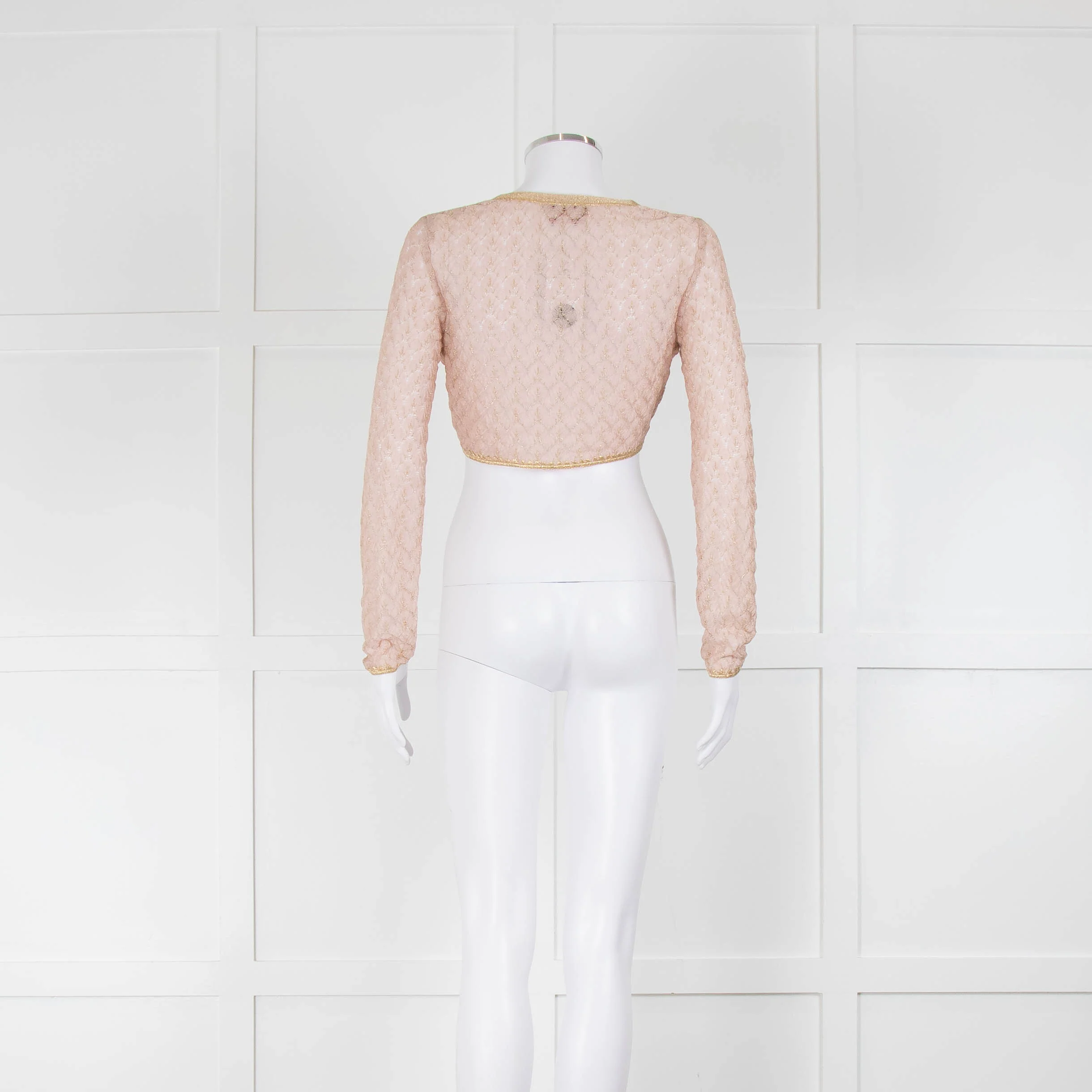 Missoni Pale Pink With Gold Knit Long Sleeve Top - Image 3
