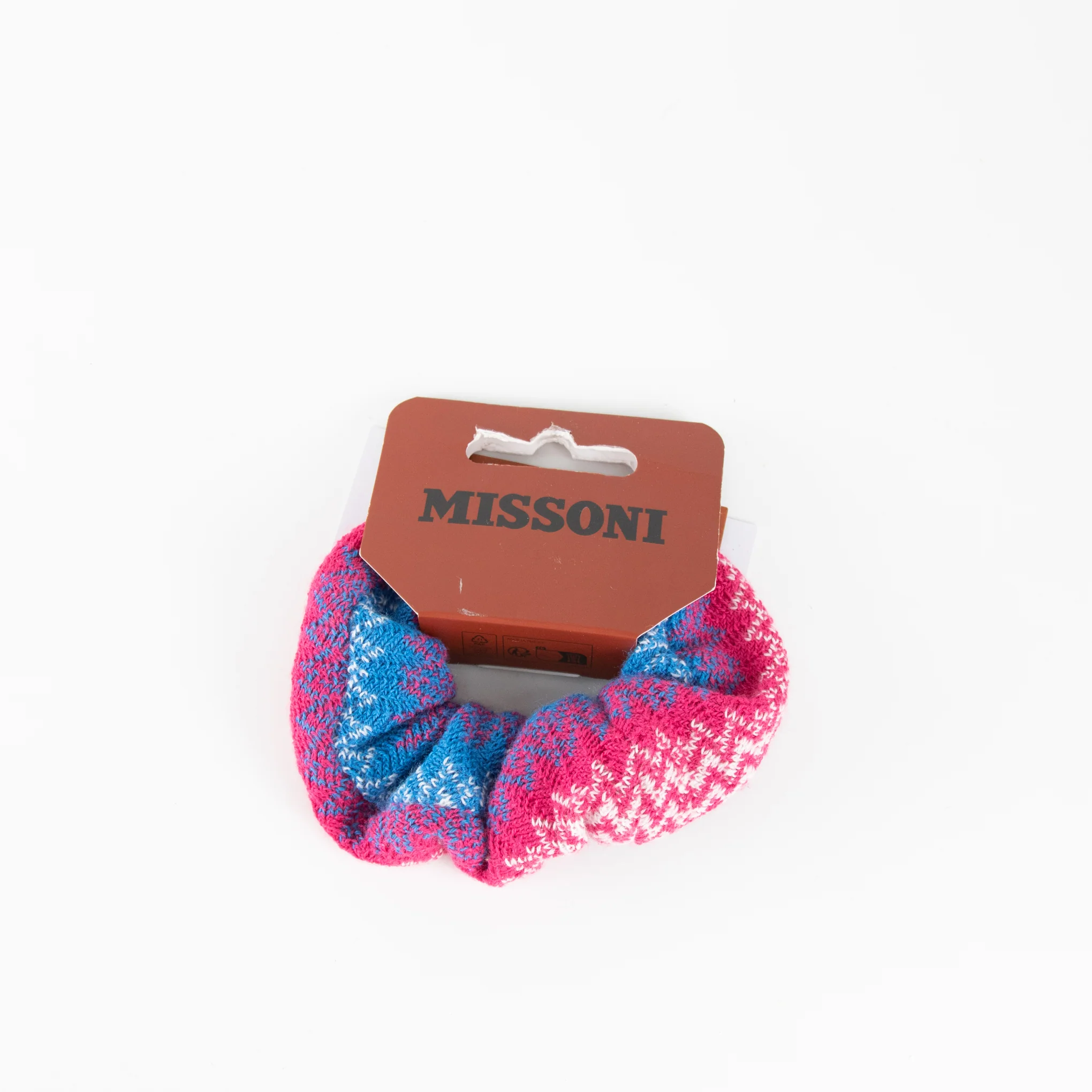 Missoni Pink Blue Zig Zag Knit Scrunchie - Image 4