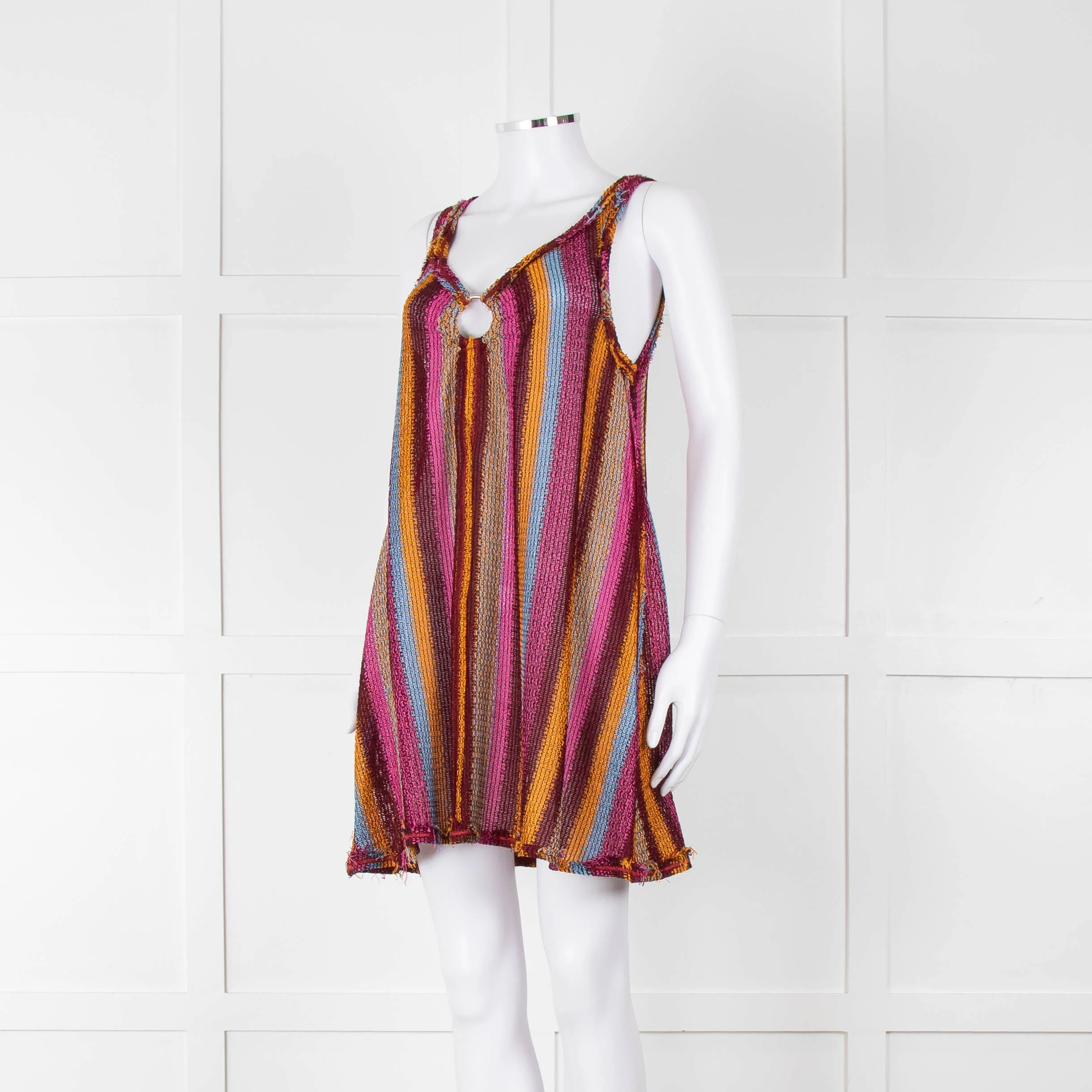 Missoni Pink, Orange, Blue and Burgundy Sleeveless Mini Dress - Image 8