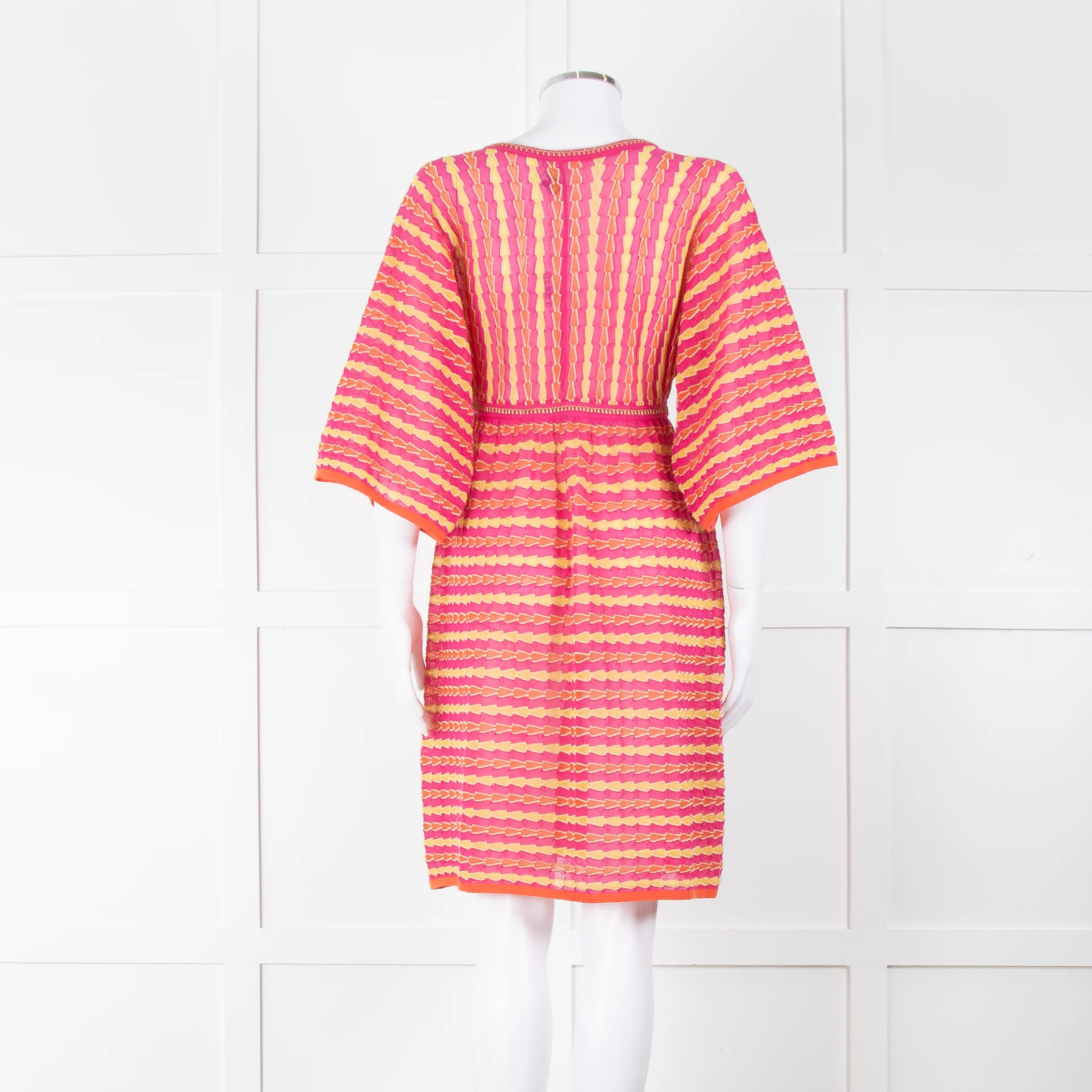 Missoni Pink, Orange, Yellow & Gold Thread V Neck Dress - Image 5