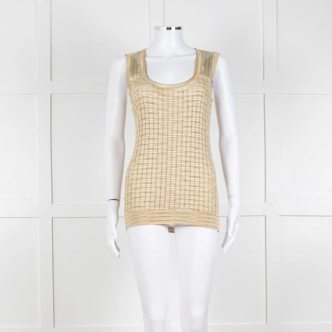 Missoni Yellow and Green Ribbed Knitted Tank Top