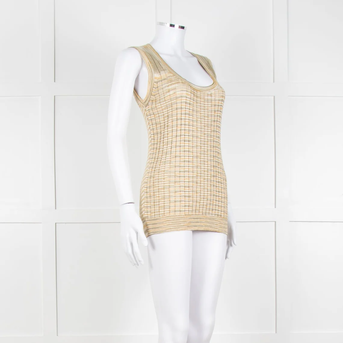 Missoni Yellow and Green Ribbed Knitted Tank Top - Image 8