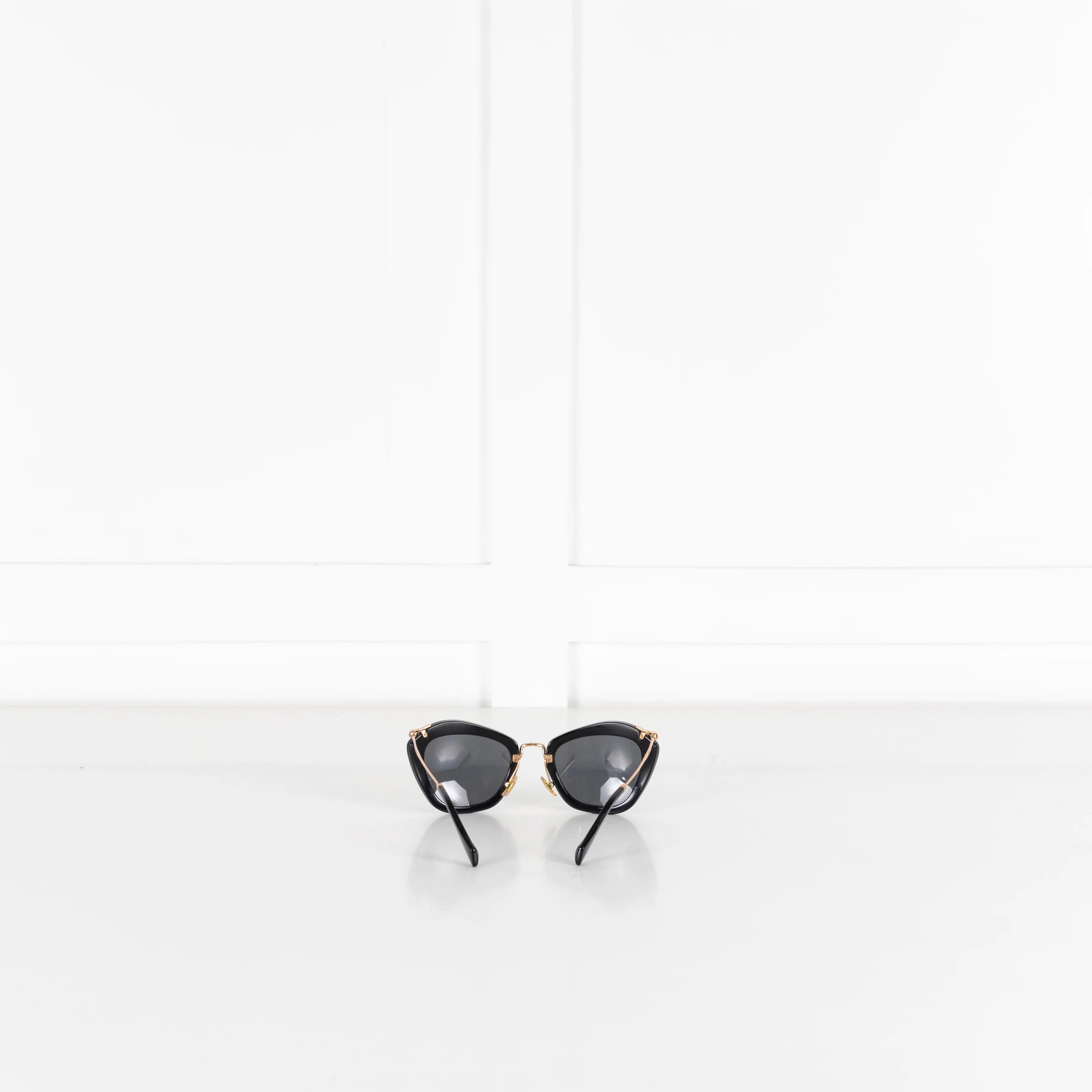Miu Miu Black Acetate & Gold Metal Frame Sunglasses - Image 5
