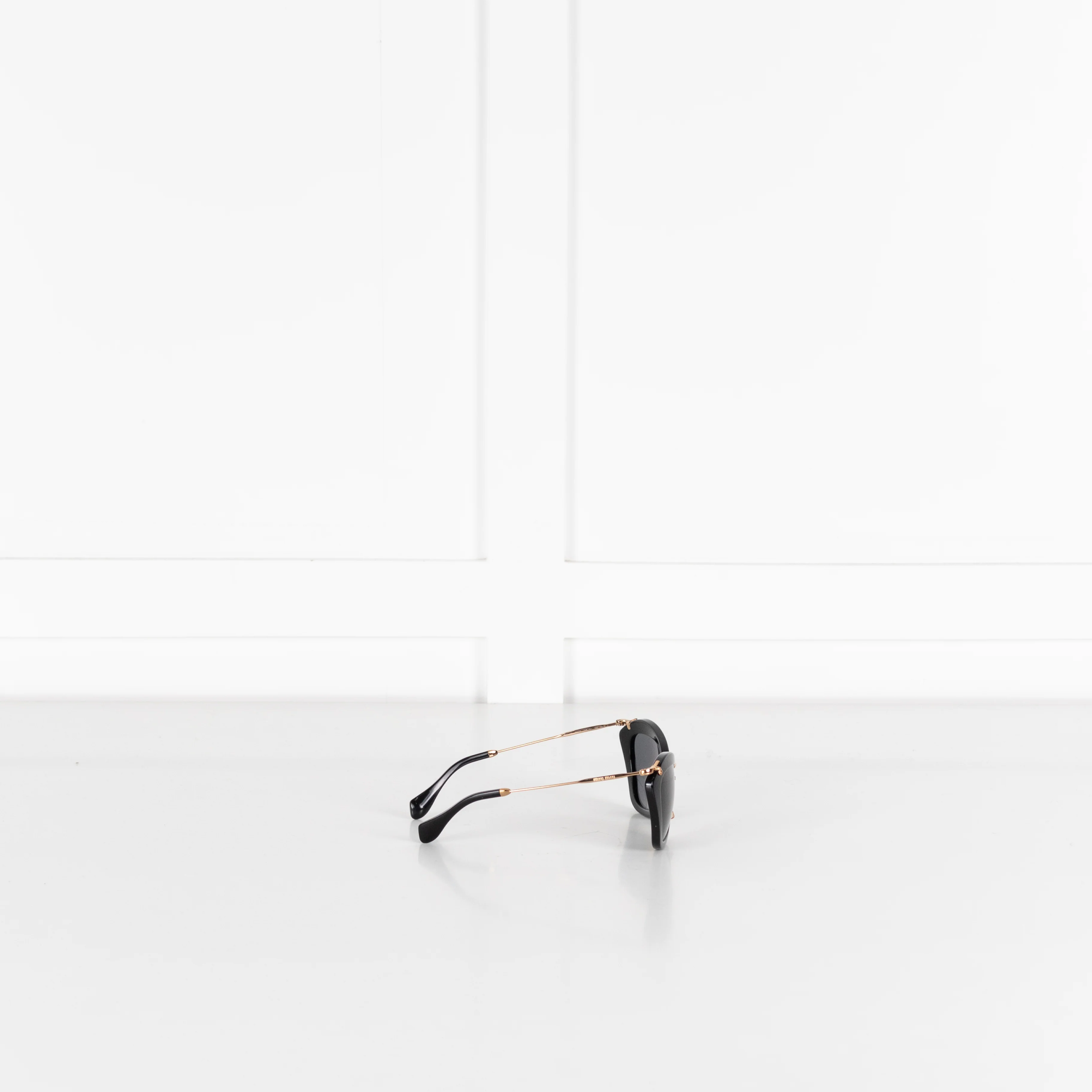 Miu Miu Black Acetate & Gold Metal Frame Sunglasses - Image 6