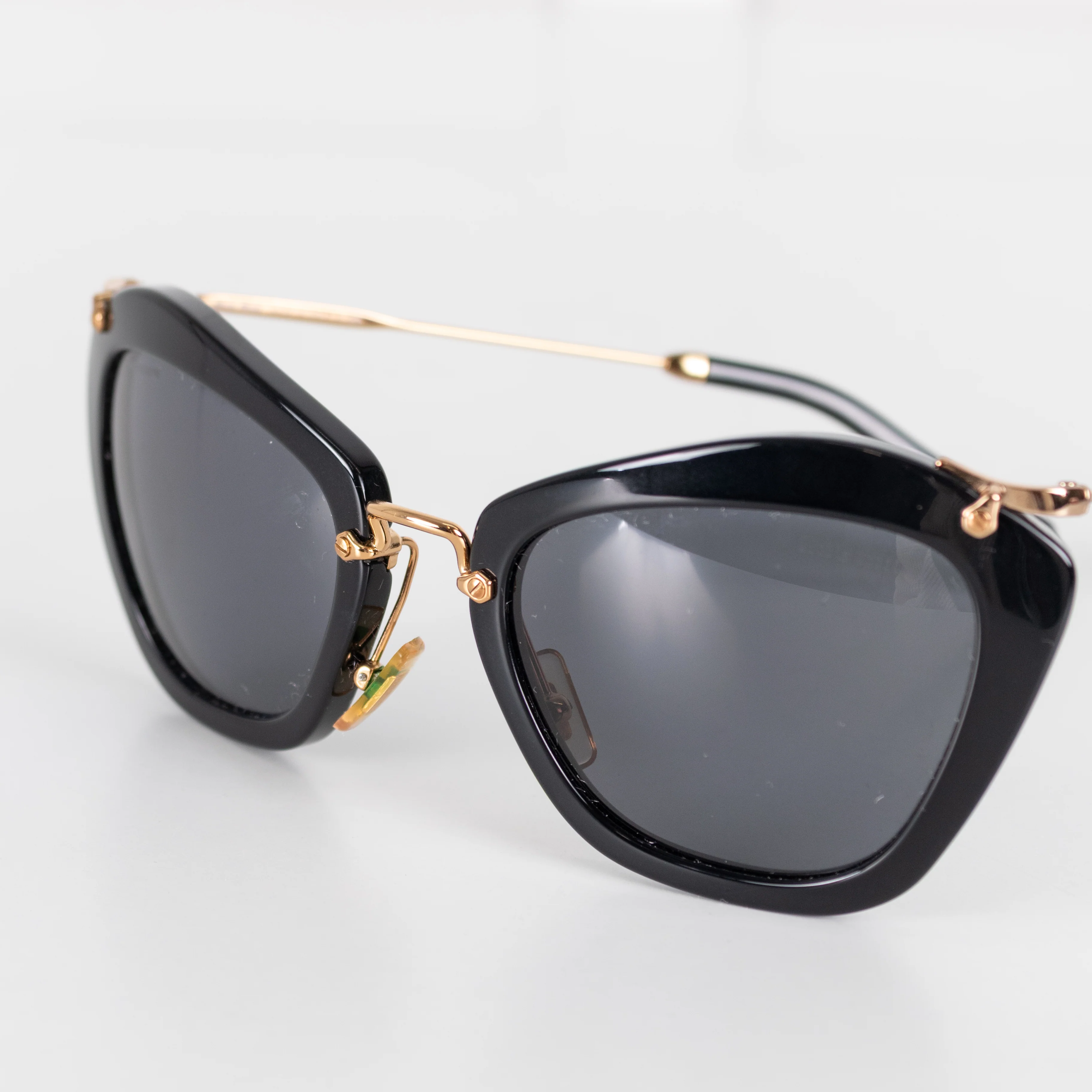 Miu Miu Black Acetate & Gold Metal Frame Sunglasses - Image 8