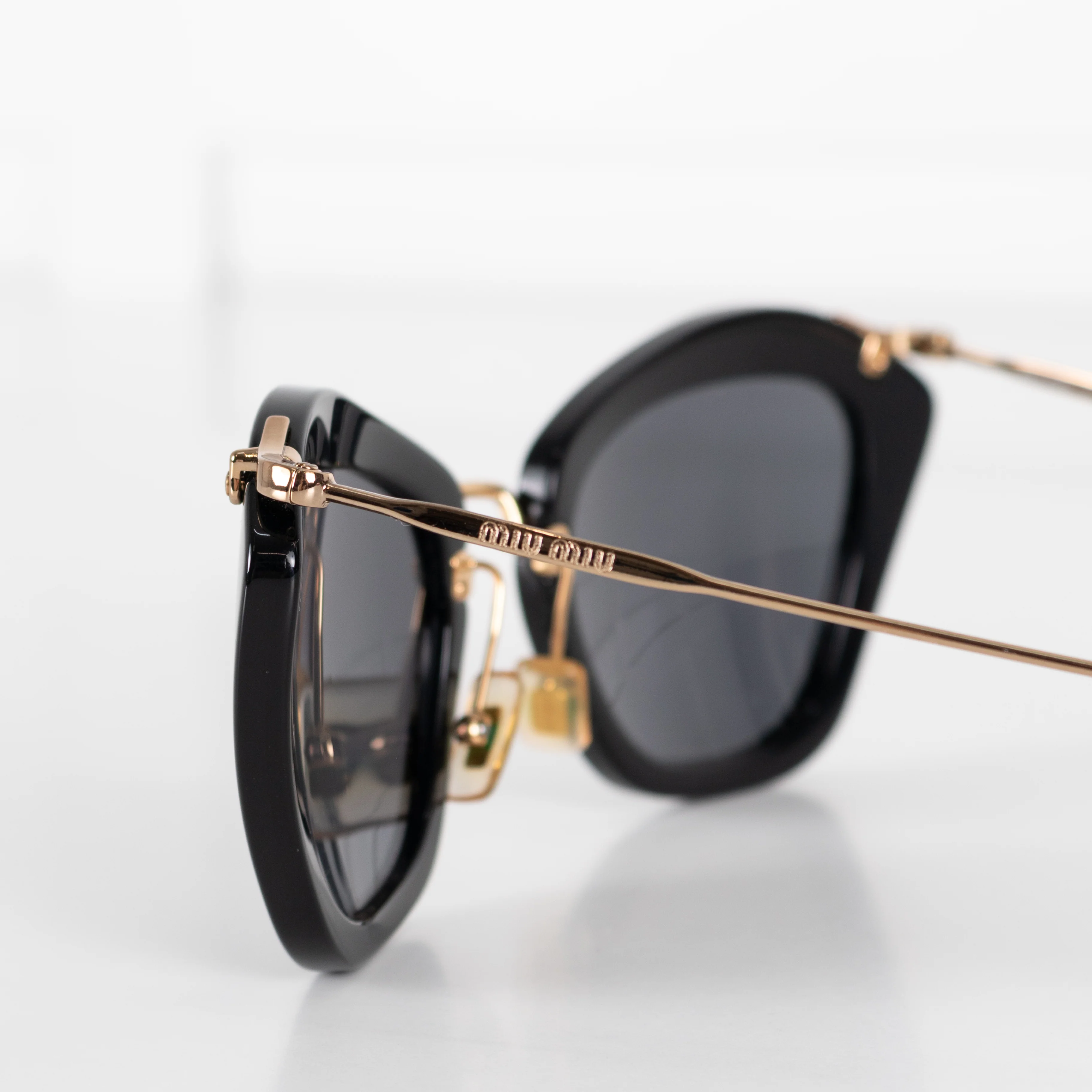 Miu Miu Black Acetate & Gold Metal Frame Sunglasses - Image 9