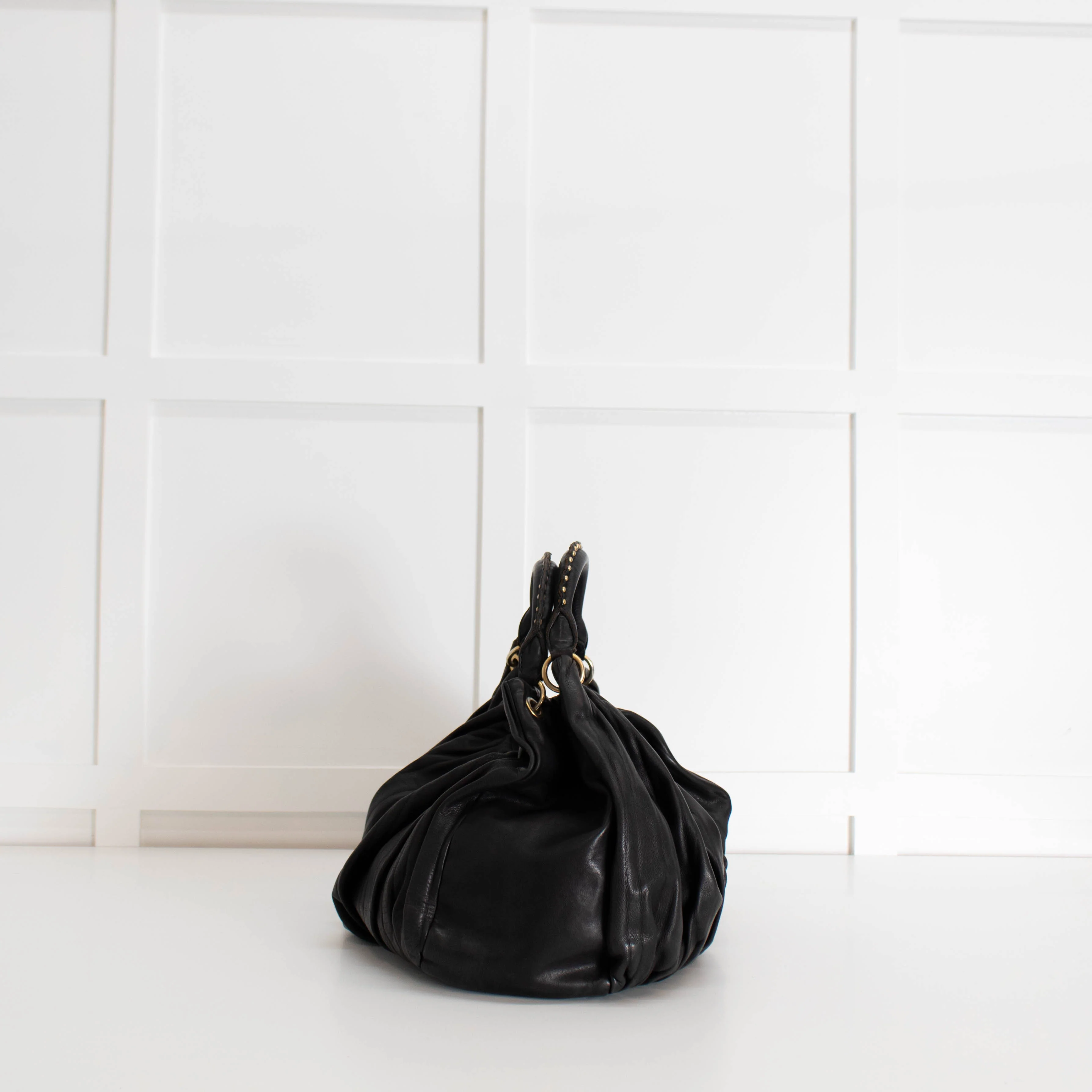 Miu Miu Black Leather Bosco Plisse Shoulder Bag - Image 4