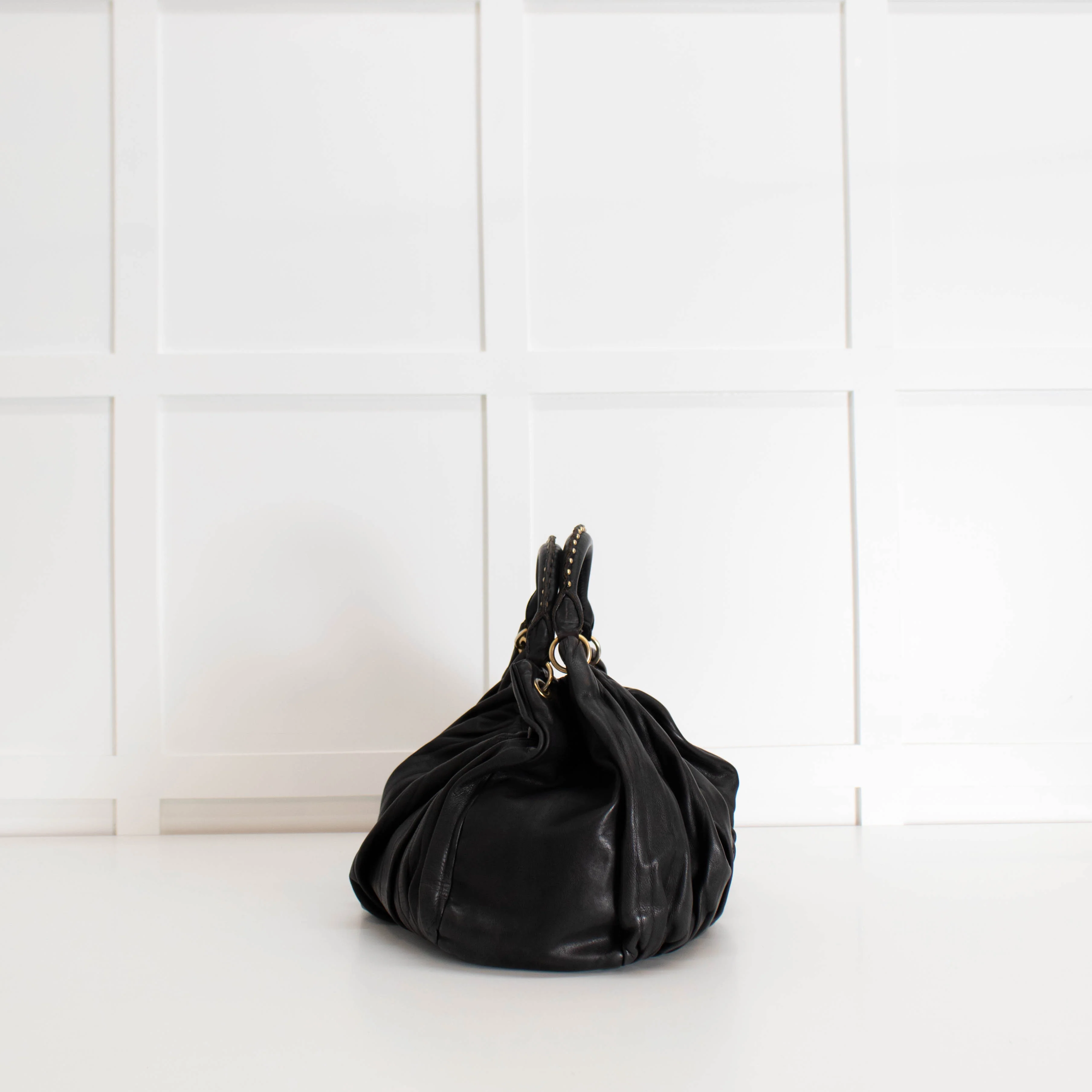 Miu Miu Black Leather Bosco Plisse Shoulder Bag - Image 5