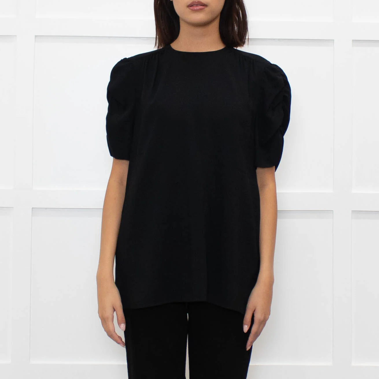 Miu Miu Black Short Ruffle Sleeve Top - Image 2