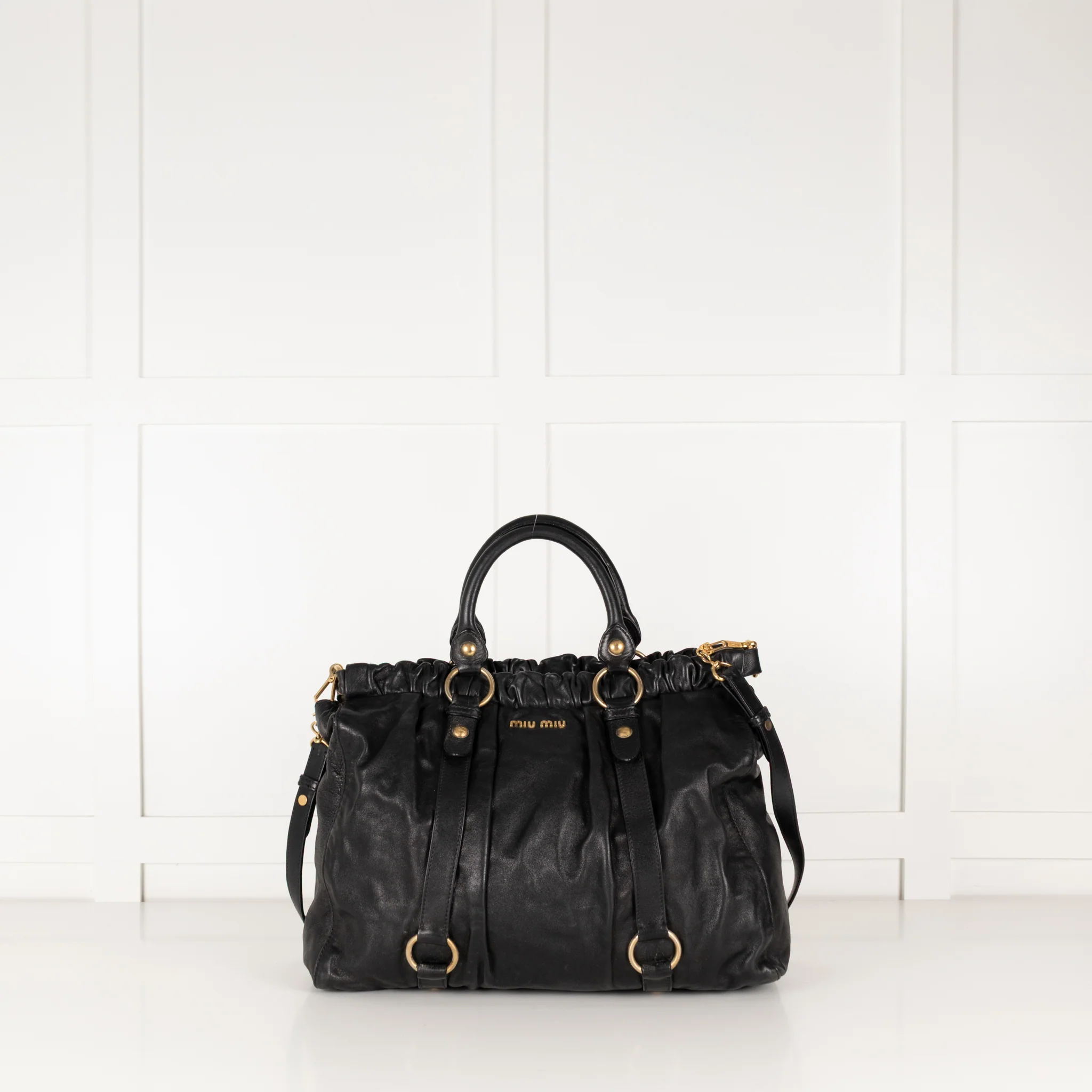 Miu Miu Black Vitello Tote Bag