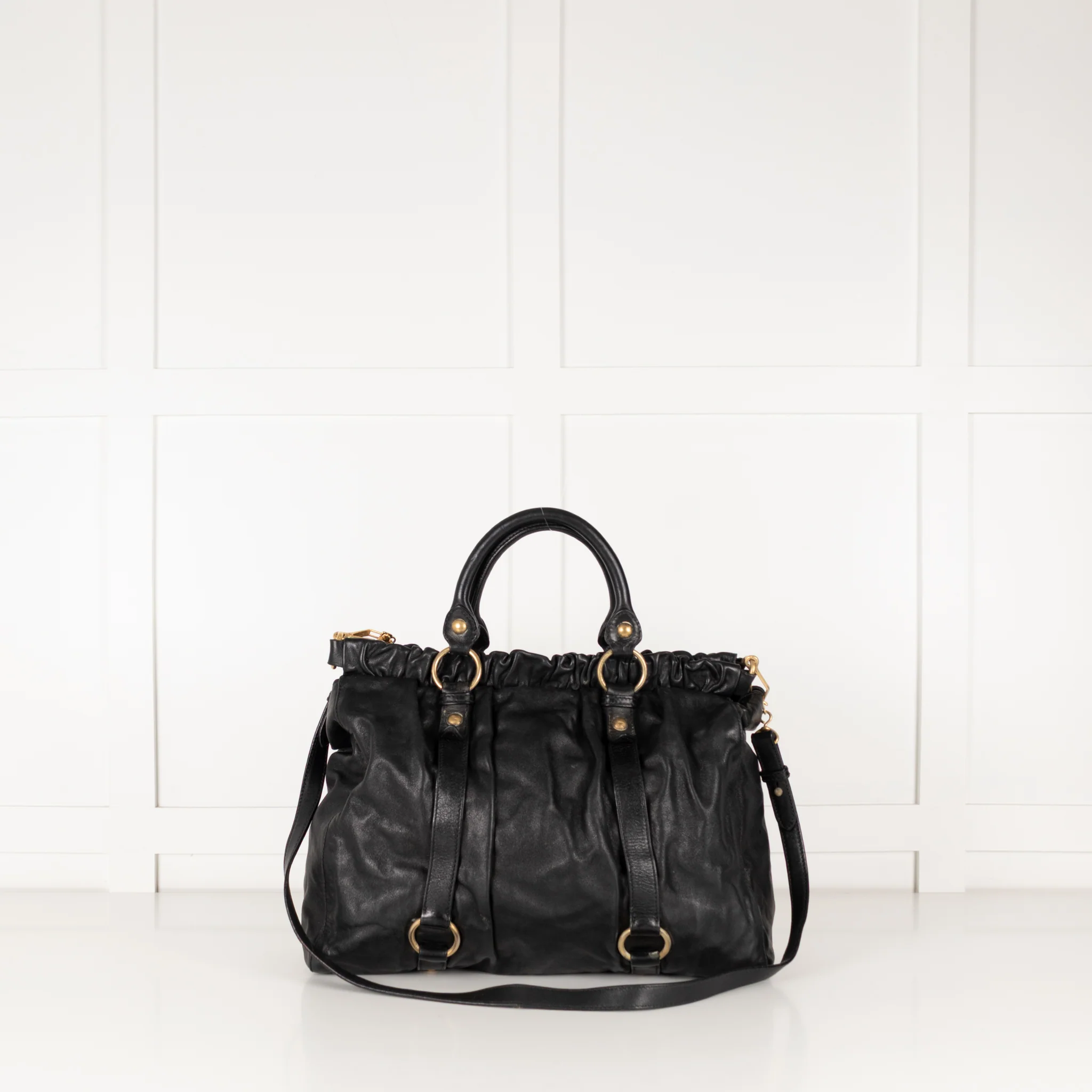 Miu Miu Black Vitello Tote Bag - Image 4