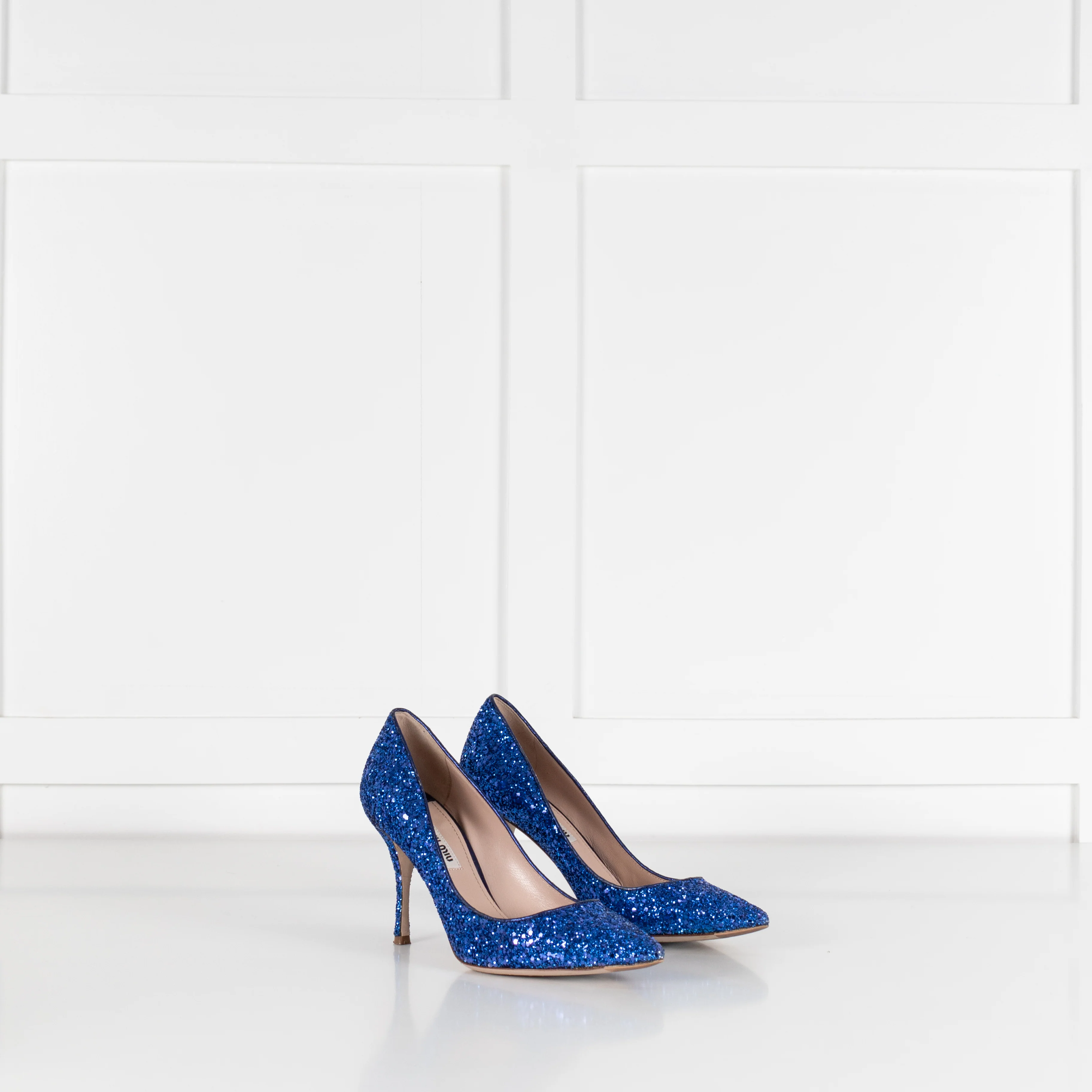 Miu Miu Blue Glitter Heeled Shoes - Image 8