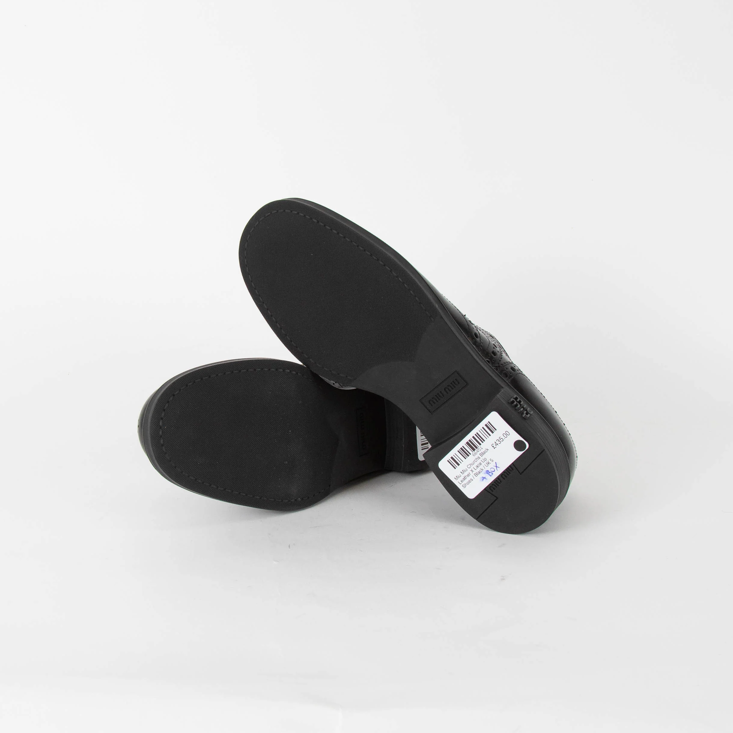 Miu Miu X Church's Black Leather Lace Up Brogue Shoes - Image 8