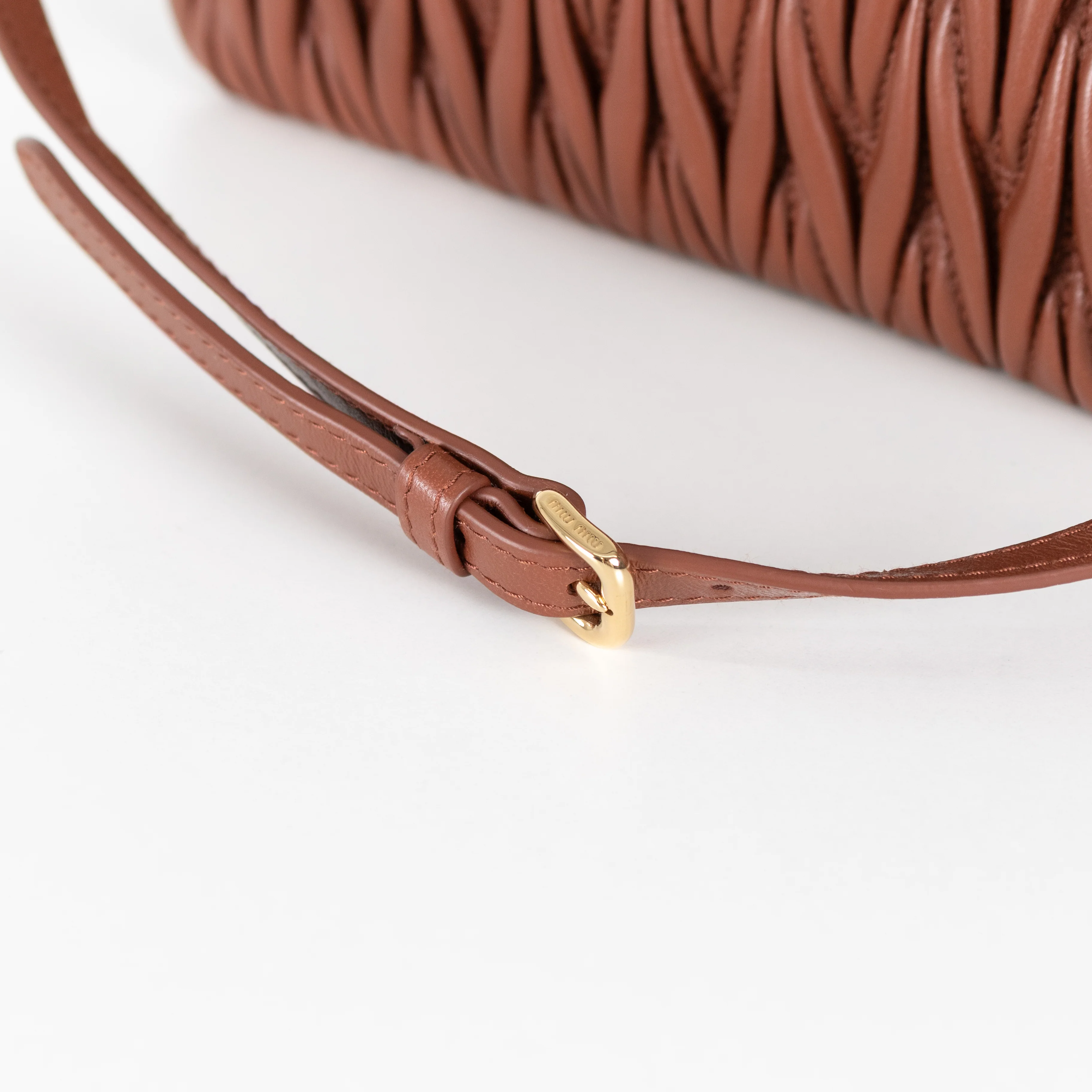 Miu Miu Tan Matelasse Nappa Leather Pouch Bag - Image 11