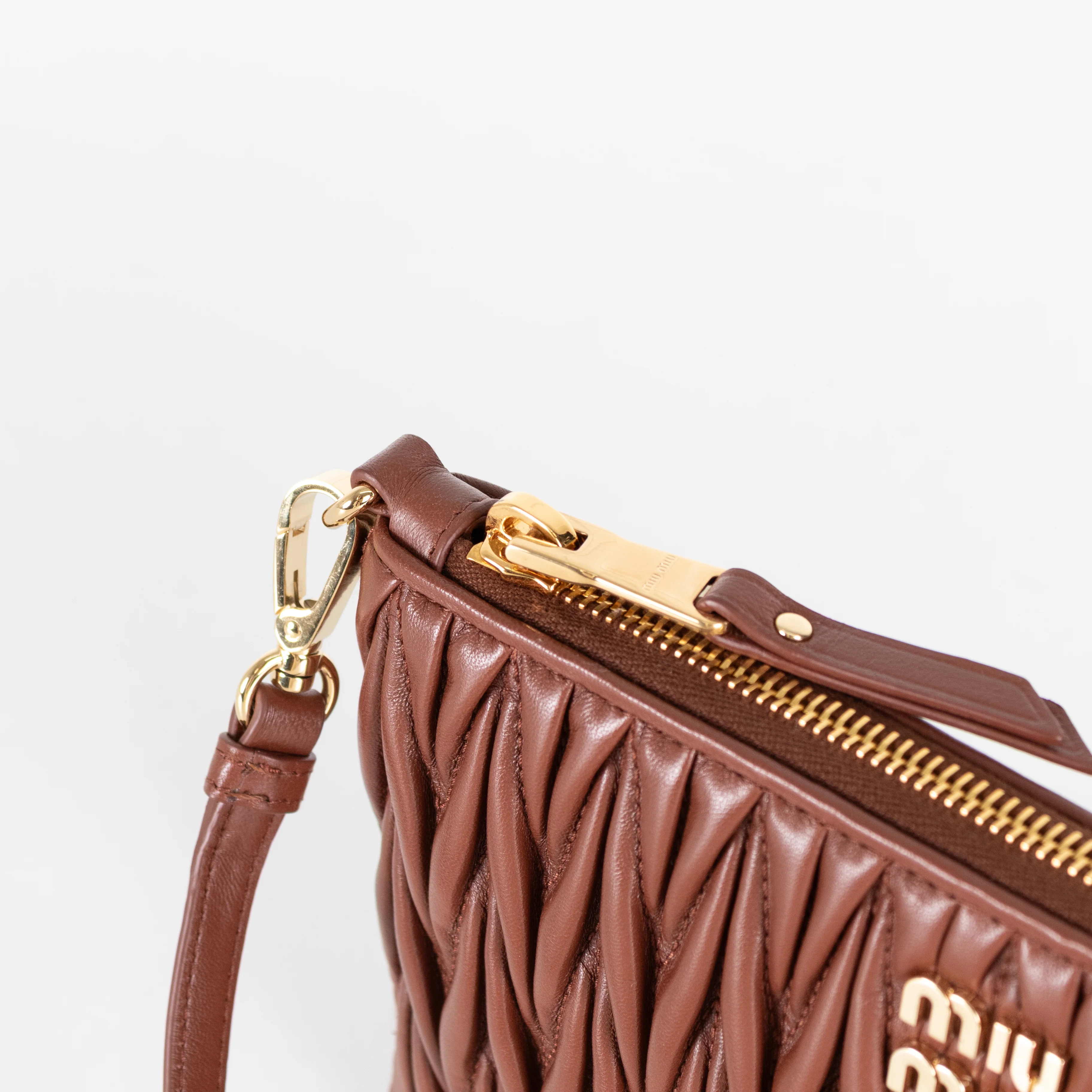 Miu Miu Tan Matelasse Nappa Leather Pouch Bag - Image 13