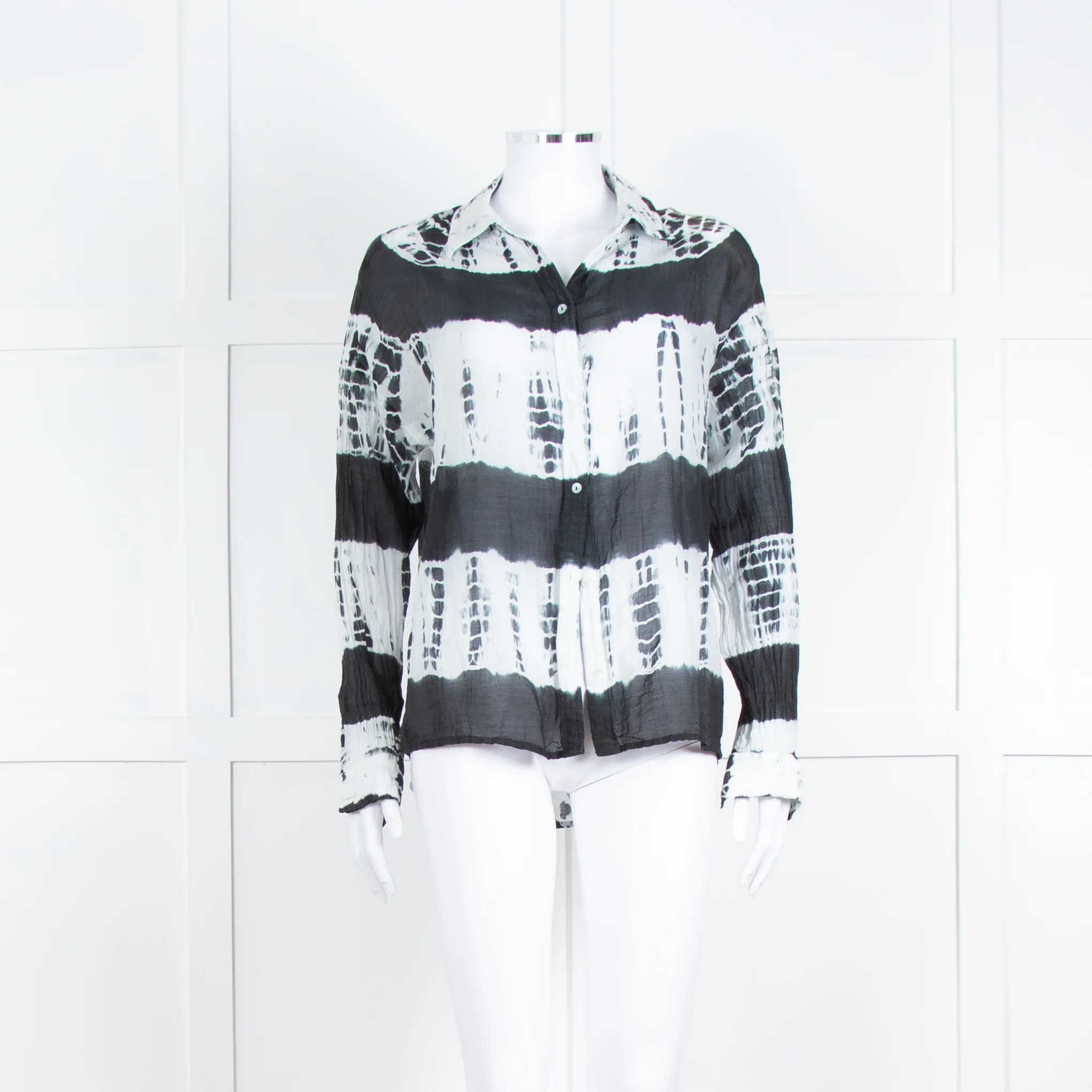 MKT Studio White Black Tie Dye Fine Cotton Shirt