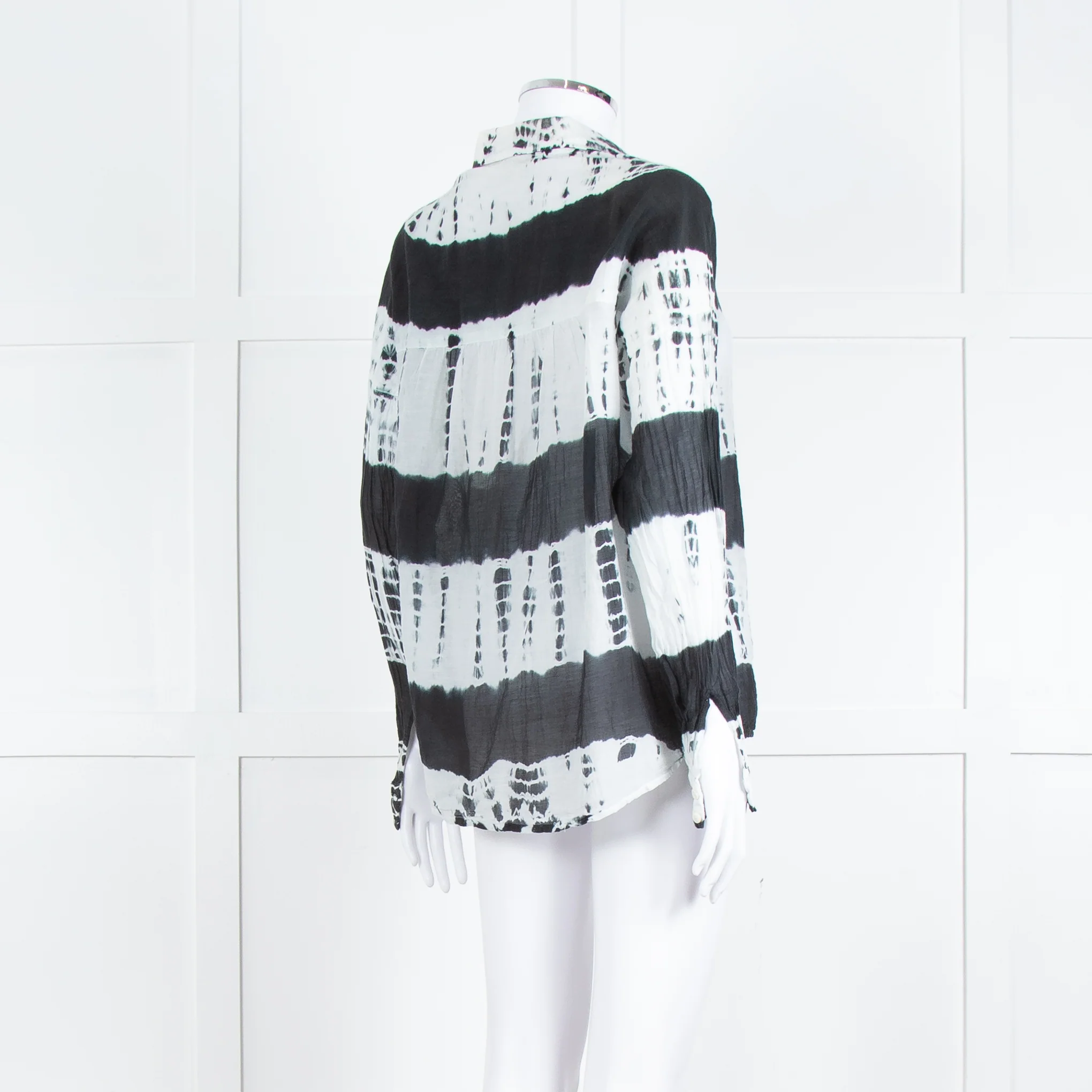 MKT Studio White Black Tie Dye Fine Cotton Shirt - Image 4