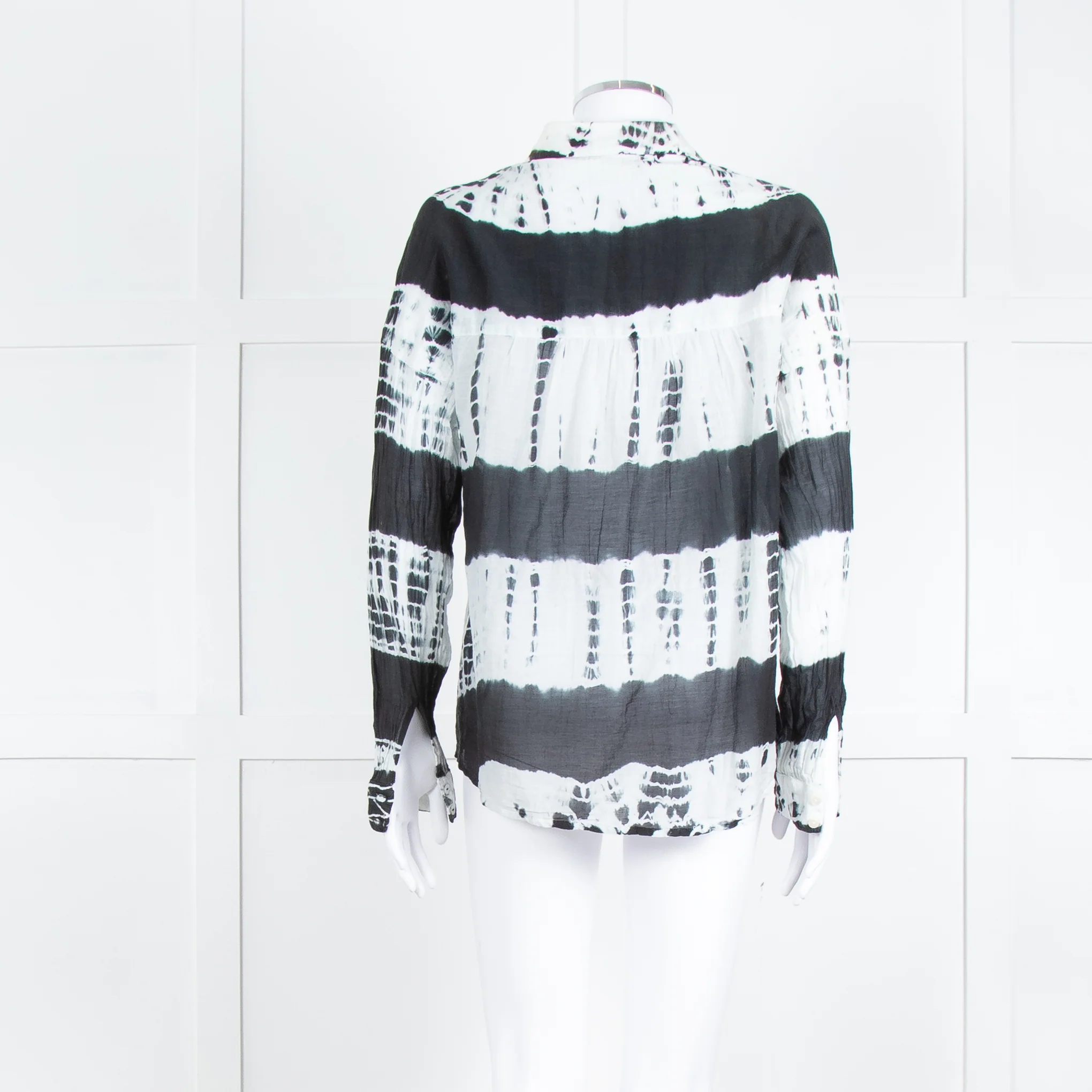 MKT Studio White Black Tie Dye Fine Cotton Shirt - Image 5