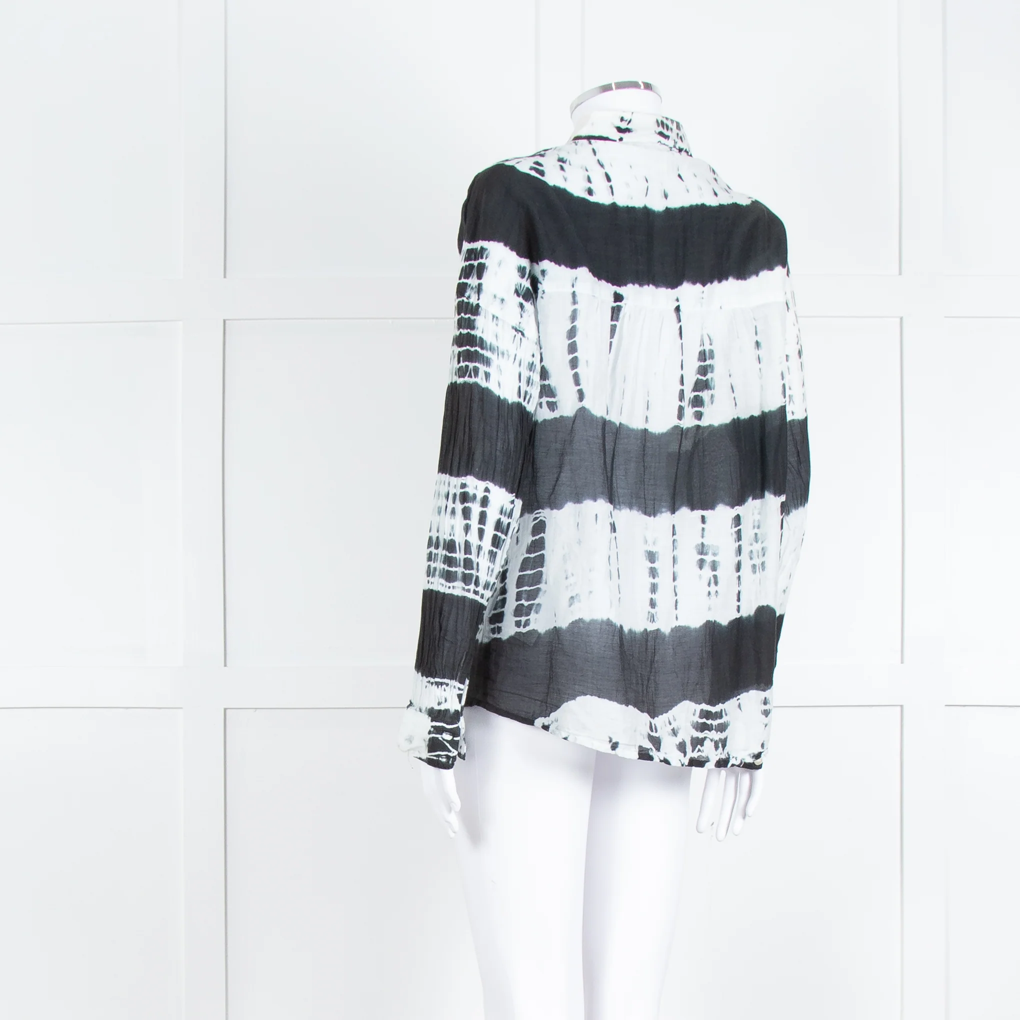 MKT Studio White Black Tie Dye Fine Cotton Shirt - Image 6
