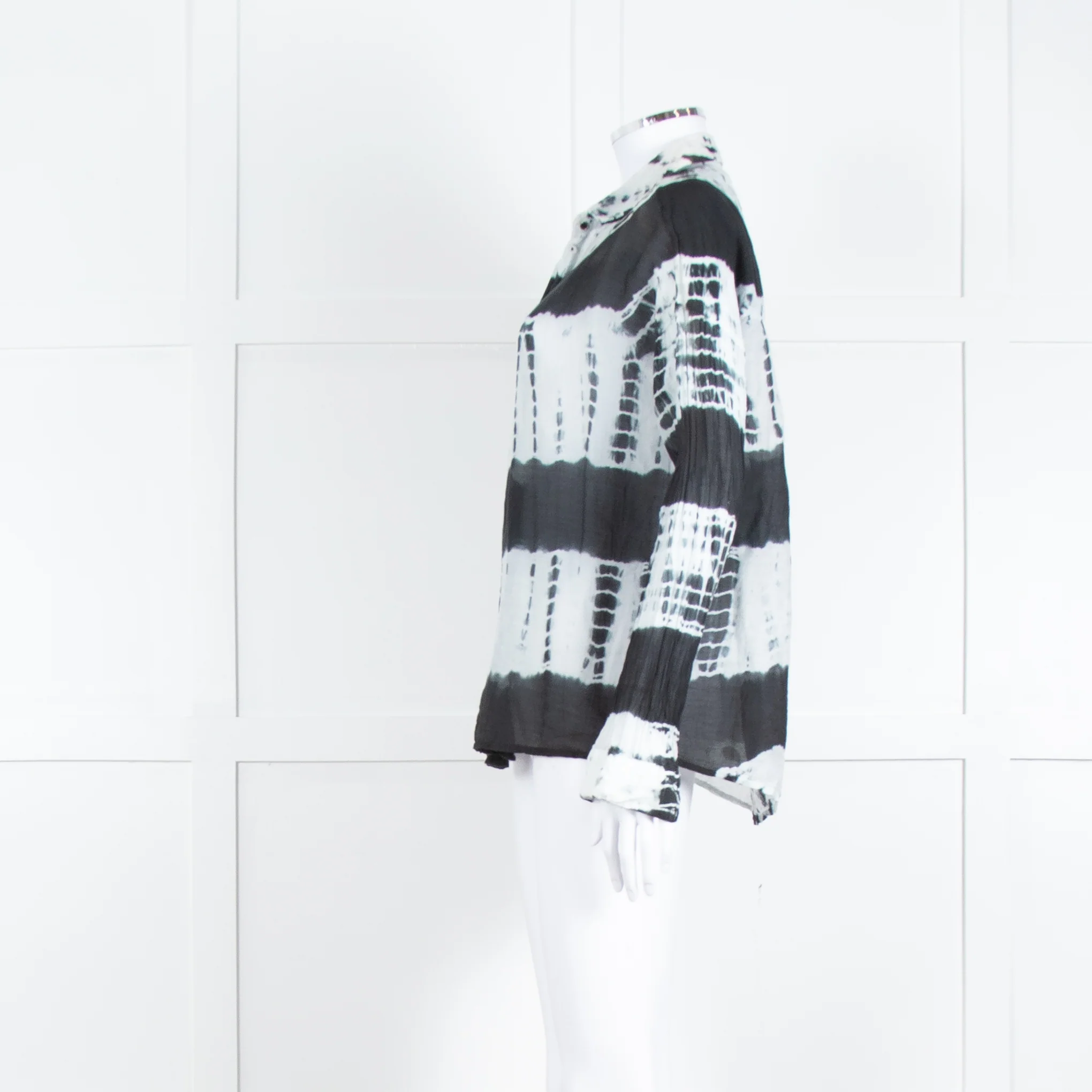 MKT Studio White Black Tie Dye Fine Cotton Shirt - Image 7