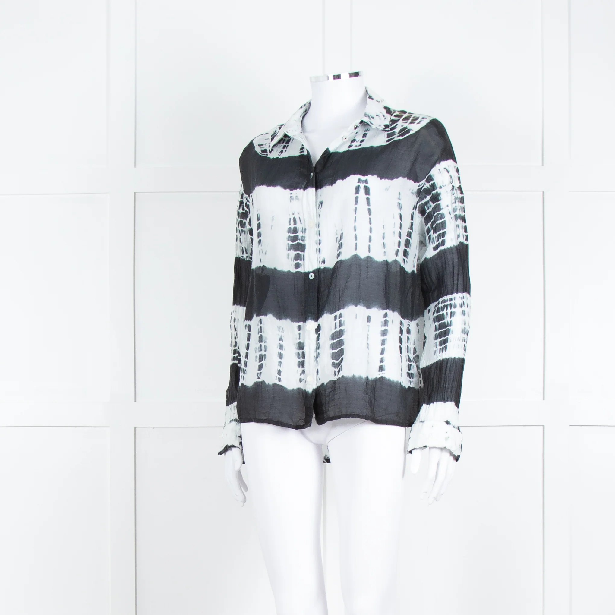 MKT Studio White Black Tie Dye Fine Cotton Shirt - Image 8