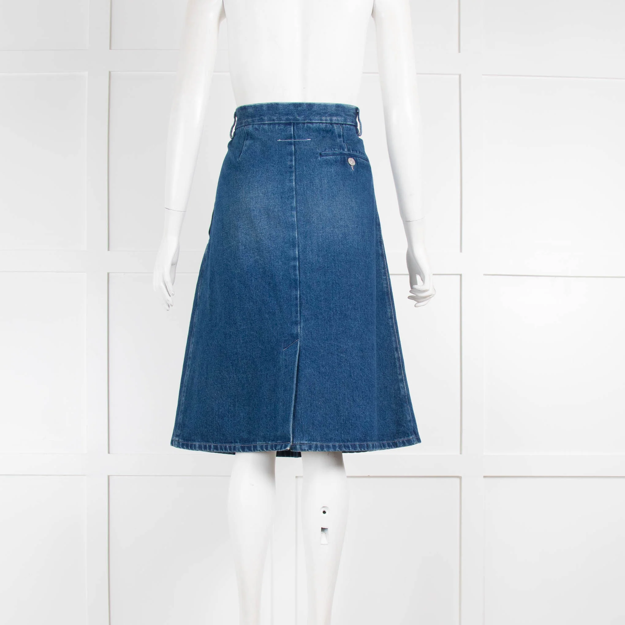 MM6 Blue Denim A Line Skirt - Image 3