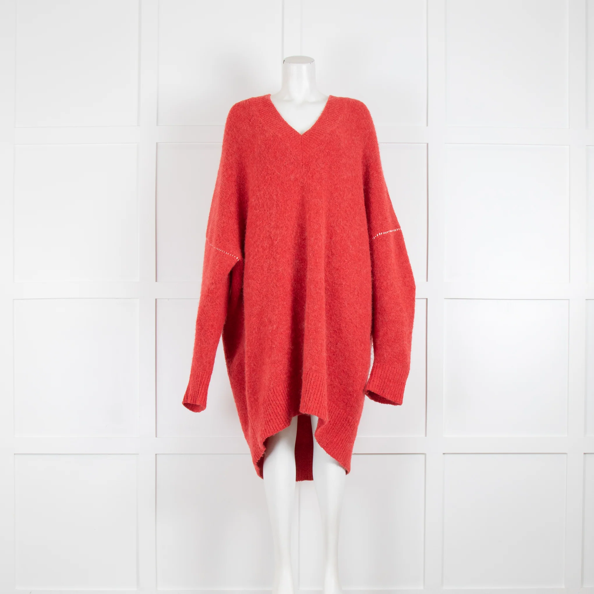 MM6 By Maison Margiela Red V Neck Sweater Dress