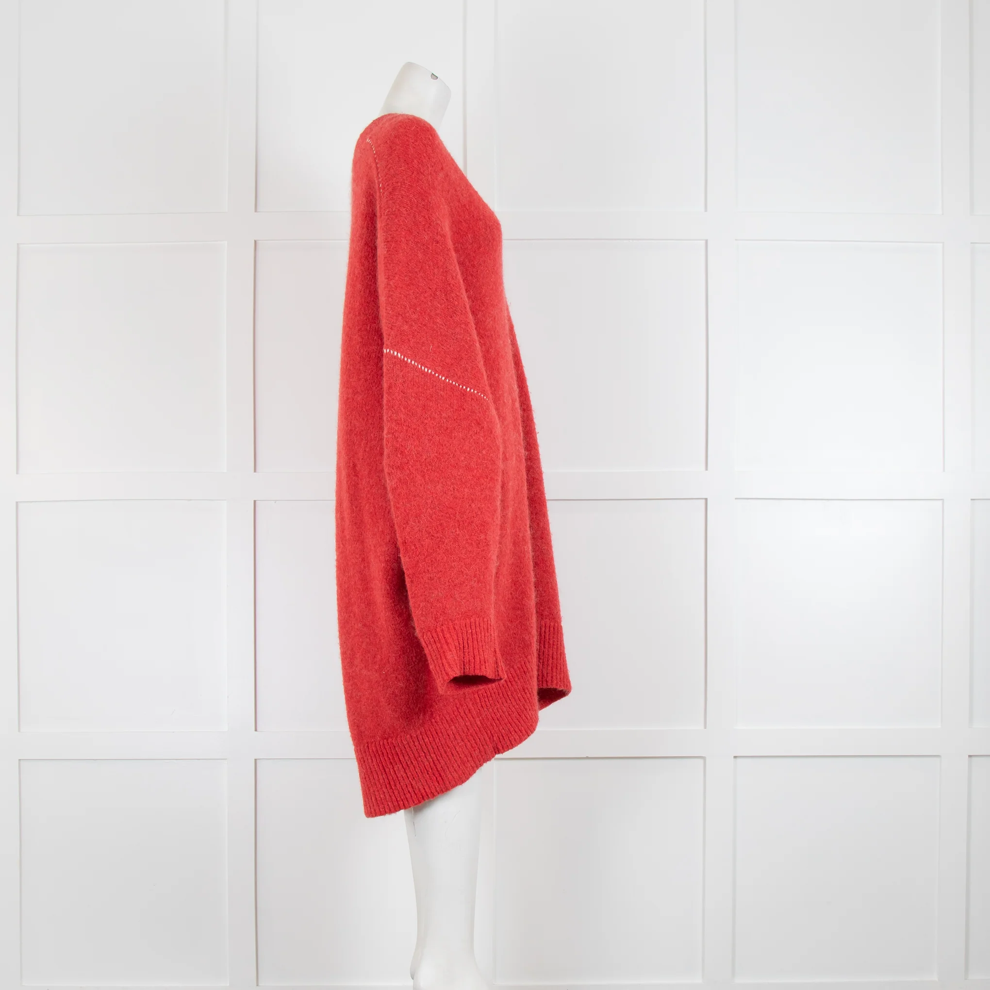 MM6 By Maison Margiela Red V Neck Sweater Dress - Image 3