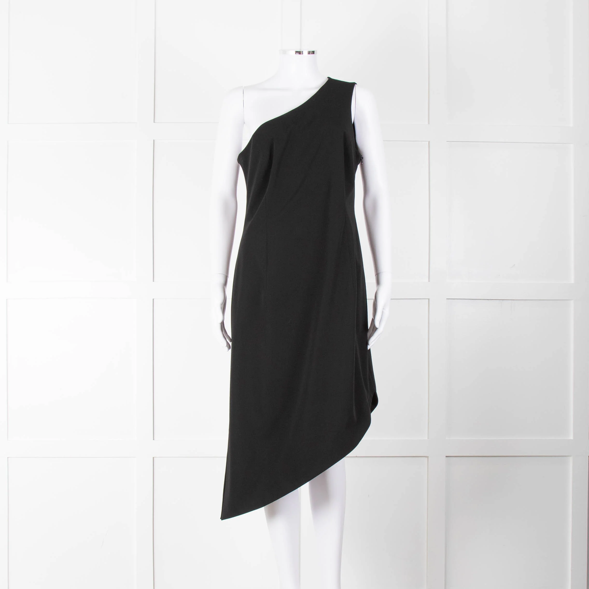 MM6 Maison Margiela Black One Shoulder Asymmetric Dress