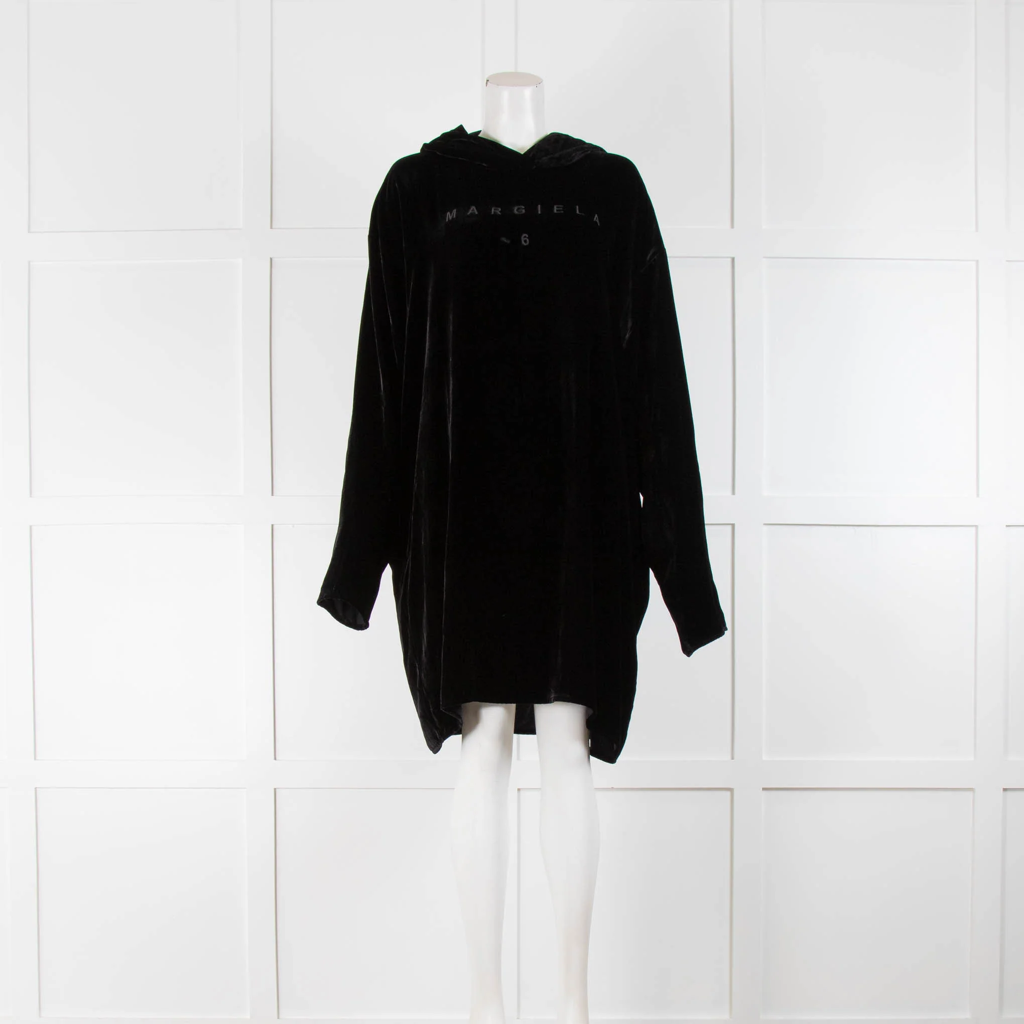 MM6 Maison Margiela Black Velvet Hoodie Dress