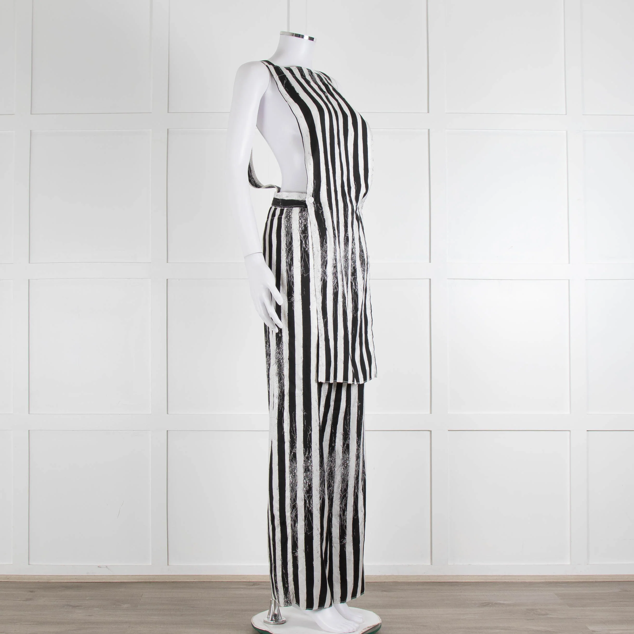 MM6 Maison Margiela Black White Stripe Dungarees - Image 2