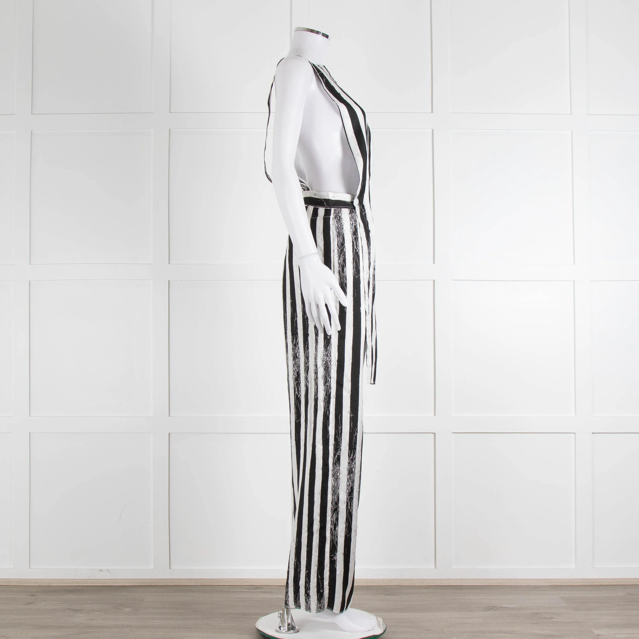 MM6 Maison Margiela Black White Stripe Dungarees - Image 3