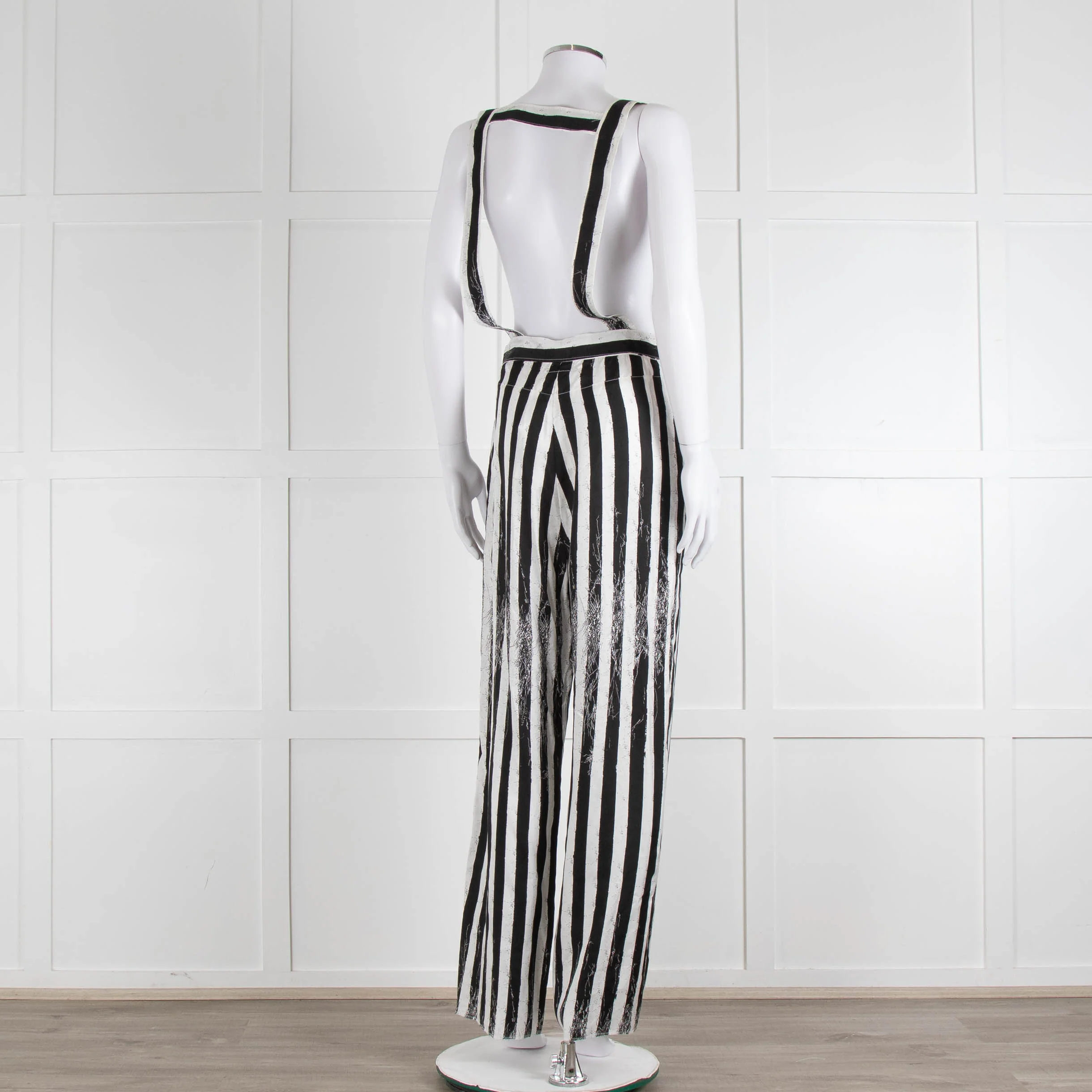 MM6 Maison Margiela Black White Stripe Dungarees - Image 4