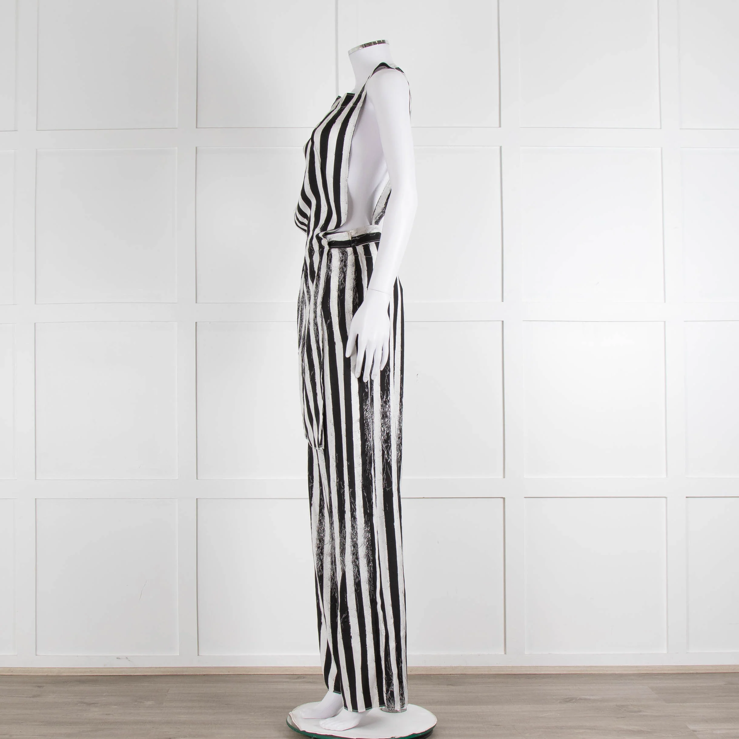 MM6 Maison Margiela Black White Stripe Dungarees - Image 7