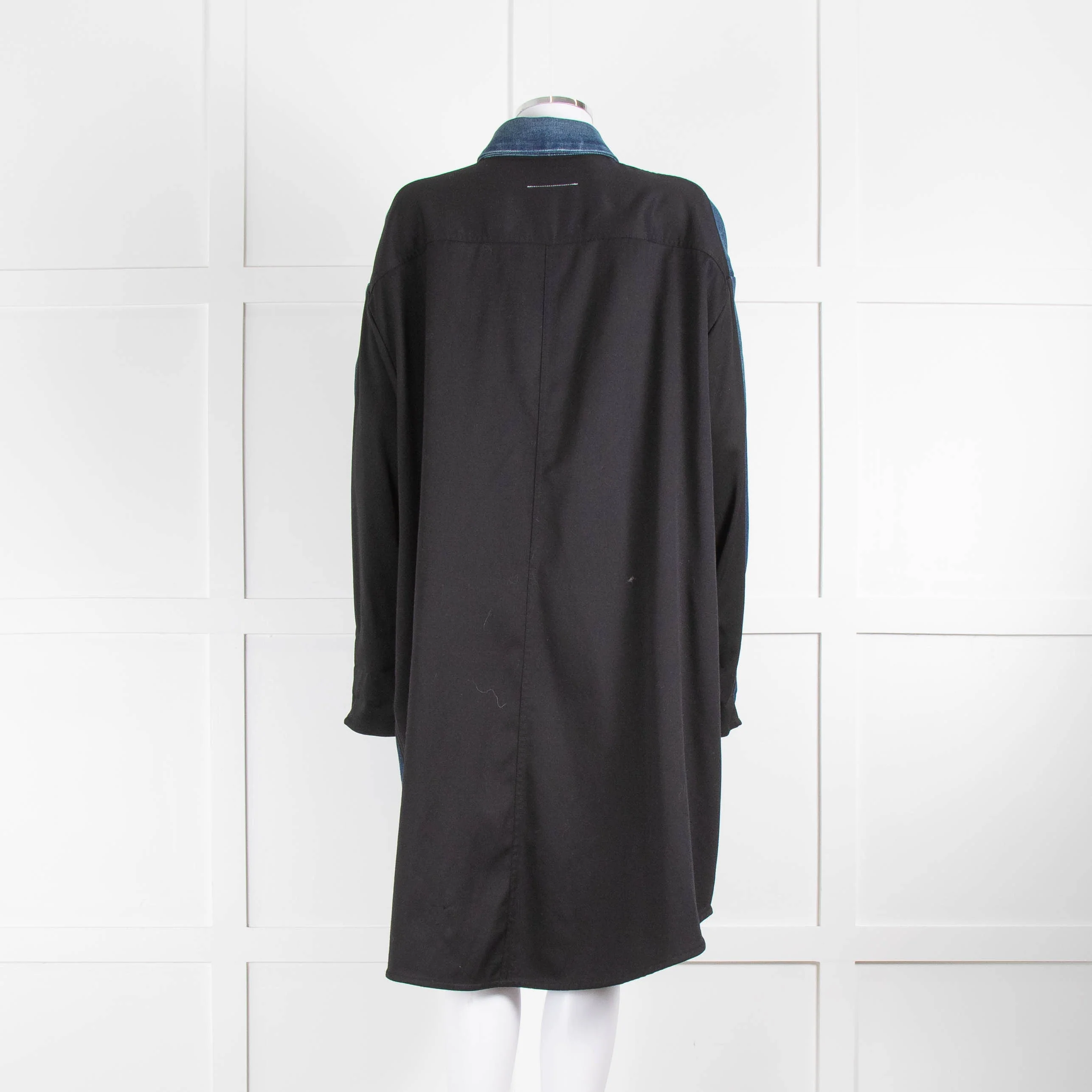 MM6 Maison Margiela Contrast Fabric Denim Shirt Dress - Image 3