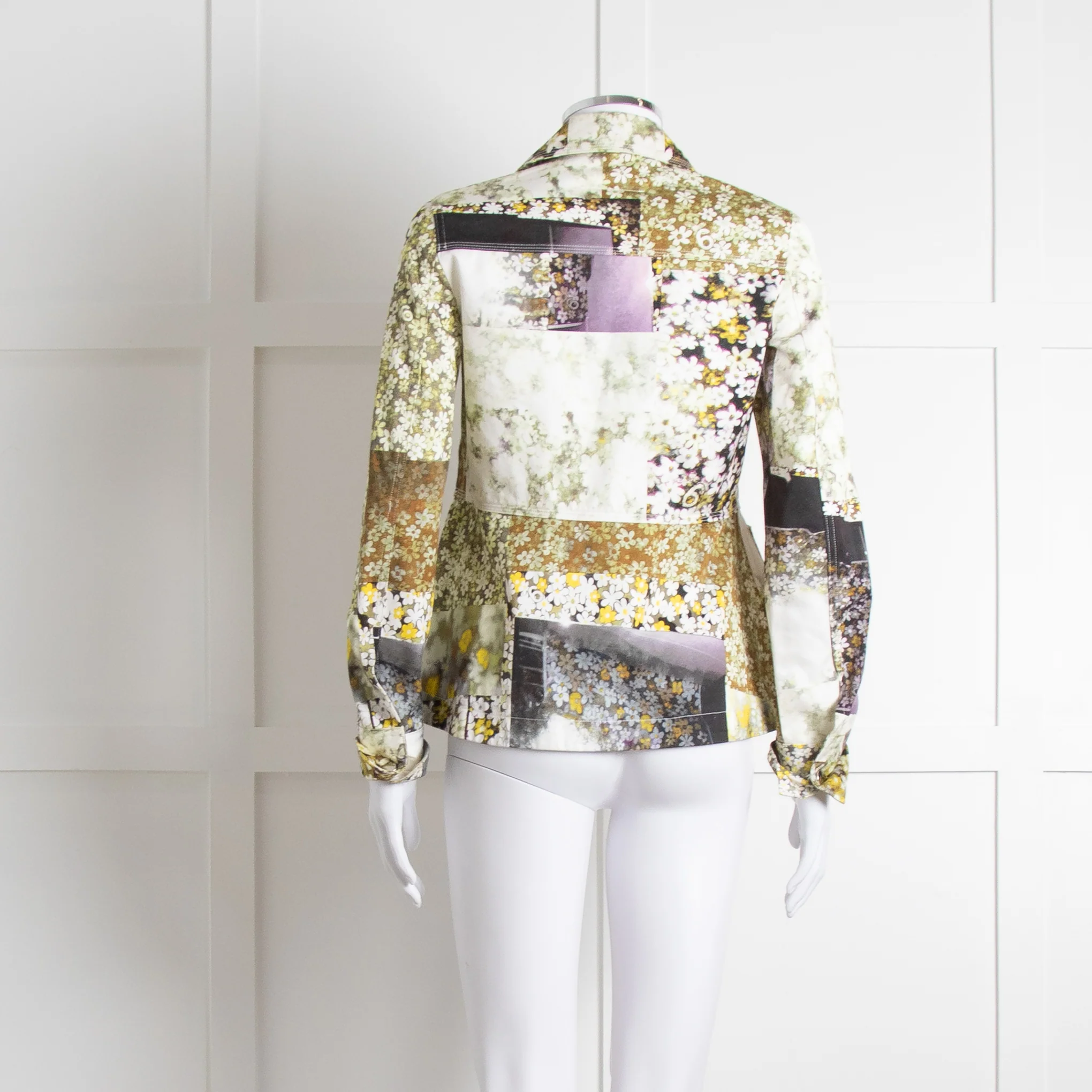 MM6 Maison Margiela Cream Khaki Daisy Print Jacket - Image 5