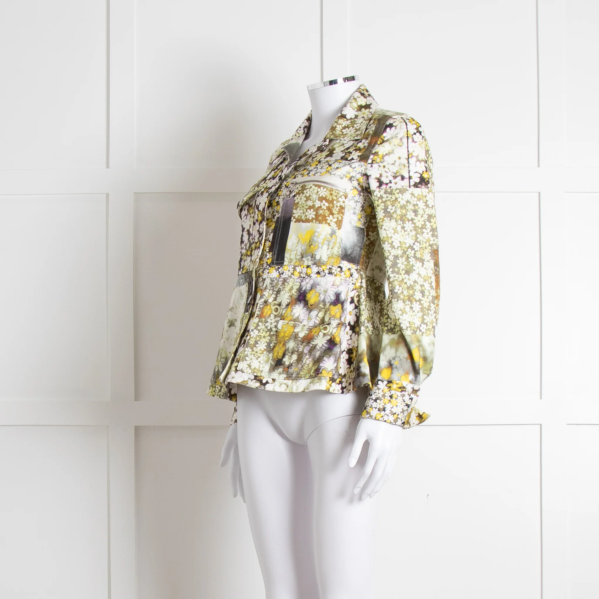 MM6 Maison Margiela Cream Khaki Daisy Print Jacket - Image 8